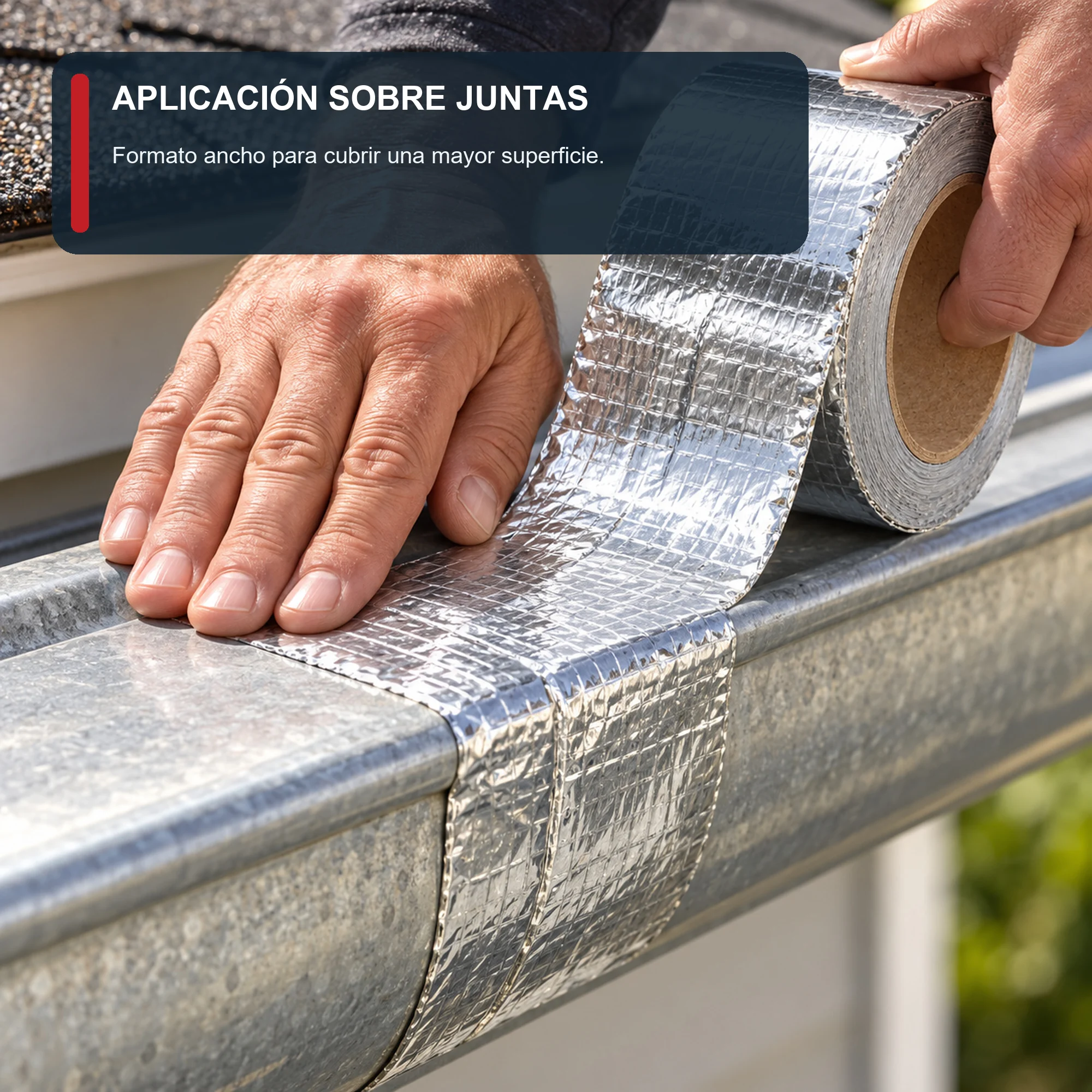 Cinta Impermeable de Aluminio con Butilo, 75 mm × 2,5 m
