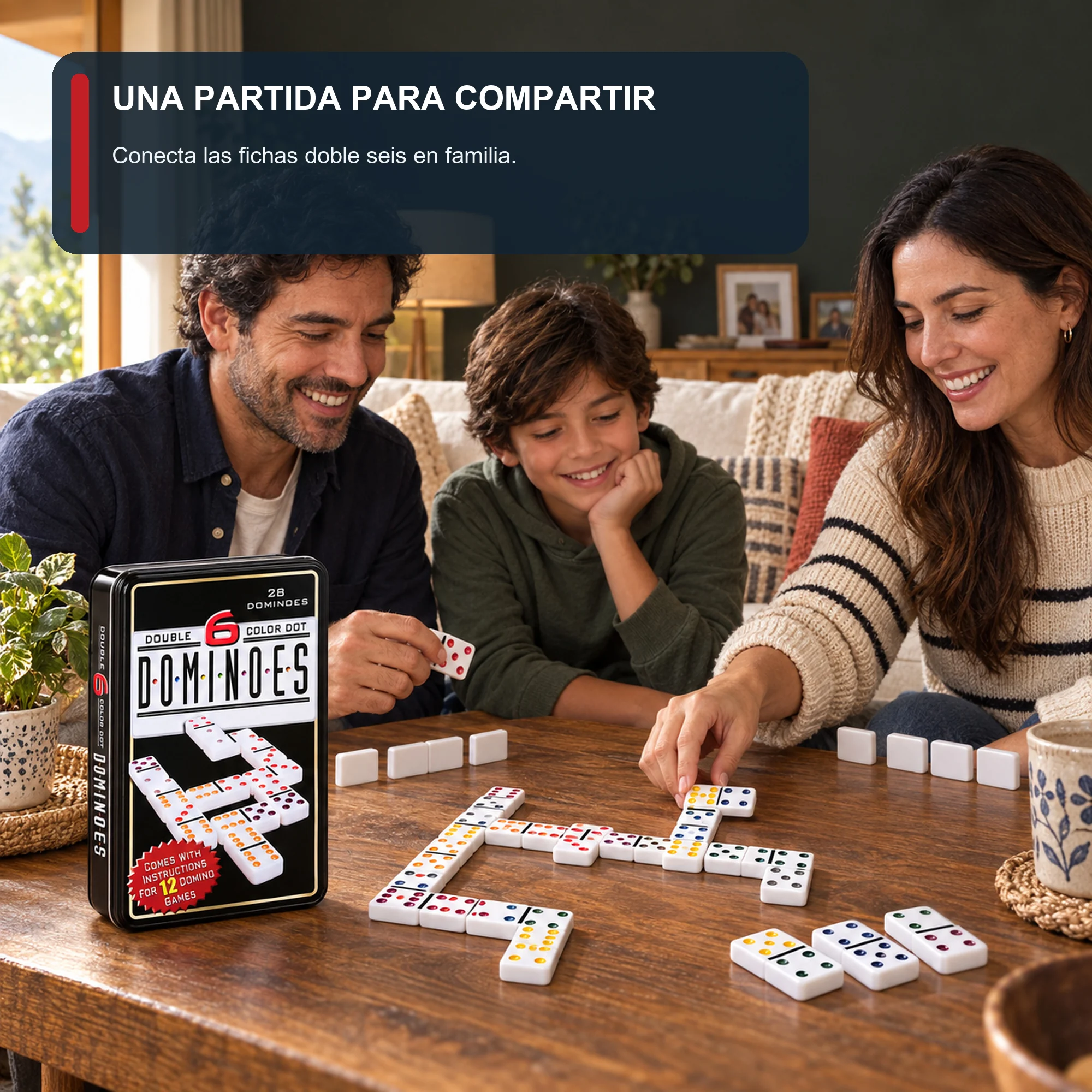 Dominó Doble Seis de 28 Fichas con Caja Metálica