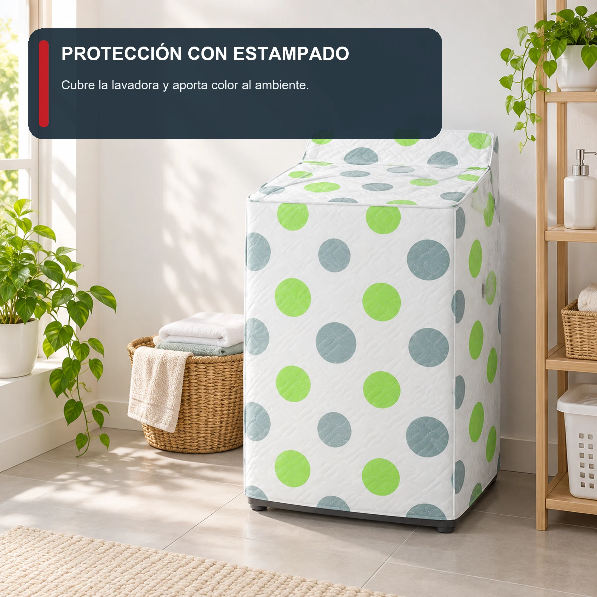 Funda de Lavadora 100% PEVA para Carga Superior, Estampado Surtido, 55 × 58 × 87 cm