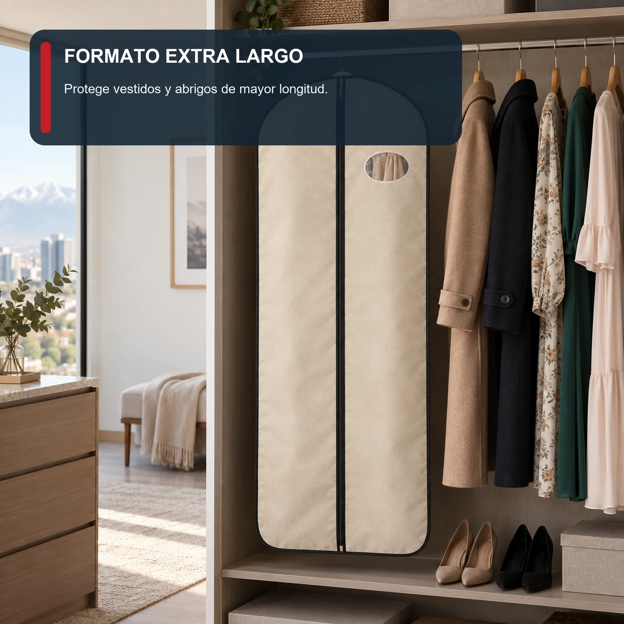 Funda Larga para Vestido o Abrigo de Tela No Tejida, 60 × 137 cm, 1 Unidad