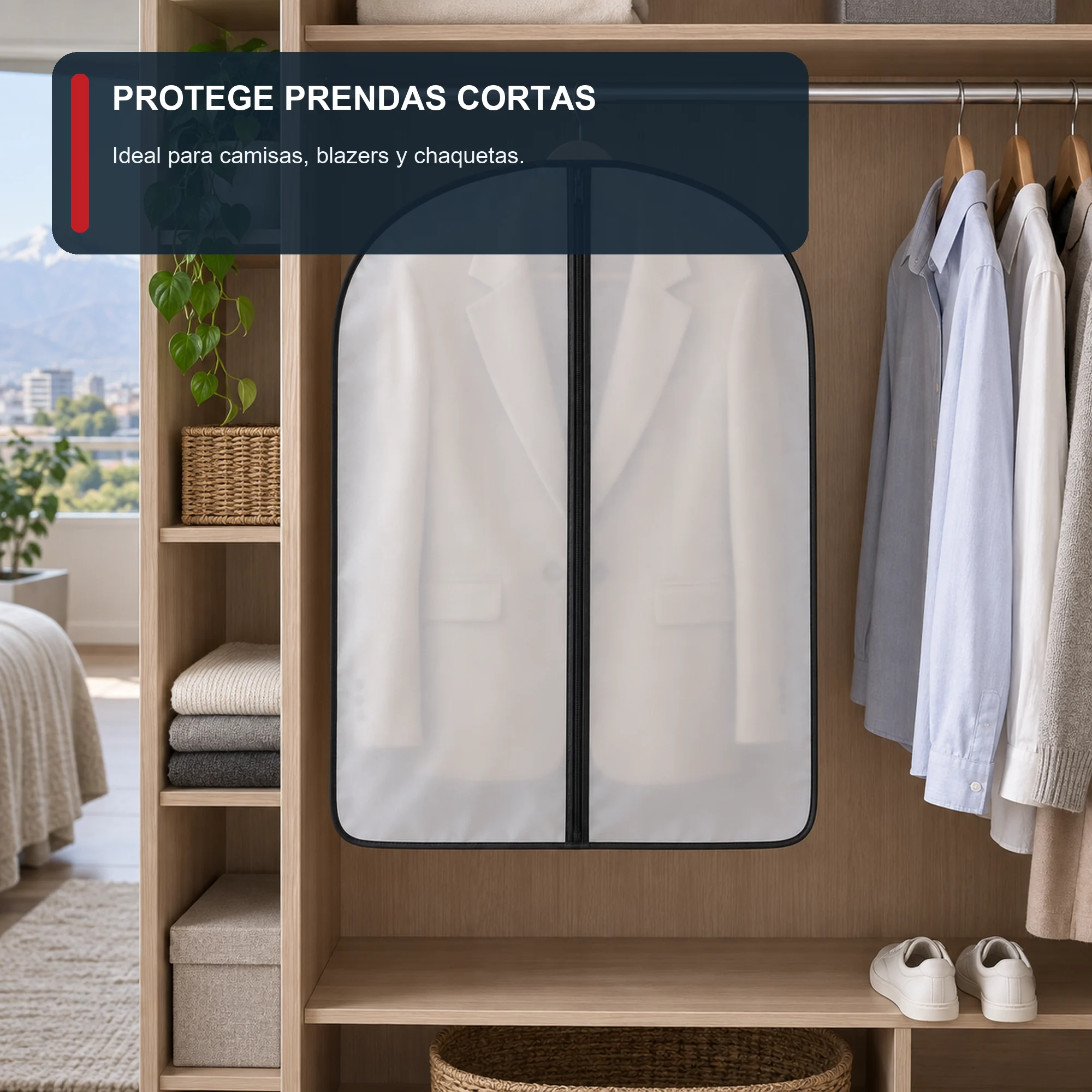 Funda corta para traje de PEVA con Cierre, 60 × 80 cm, 1 Unidad