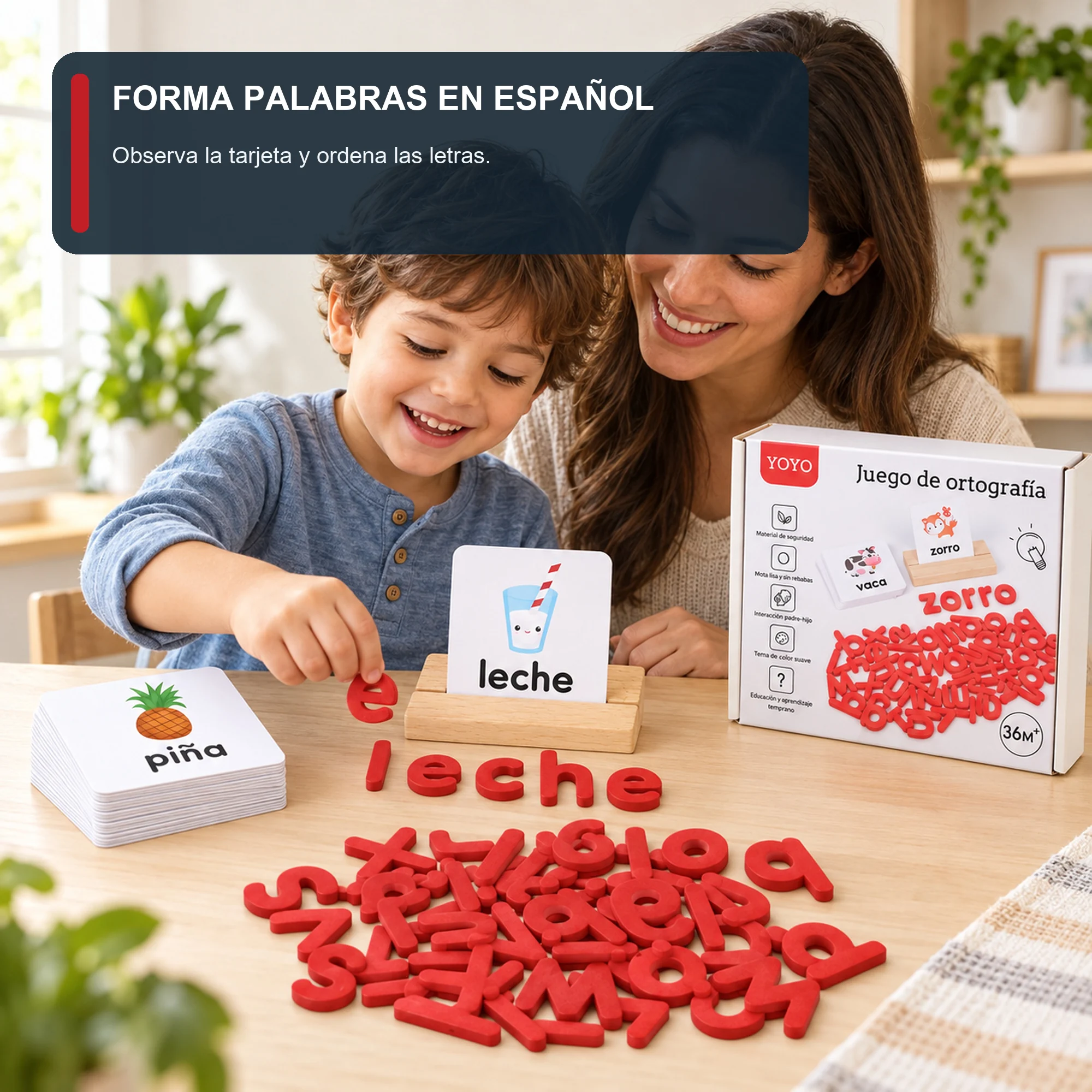 Juego de Ortografía en Español con Letras y Tarjetas