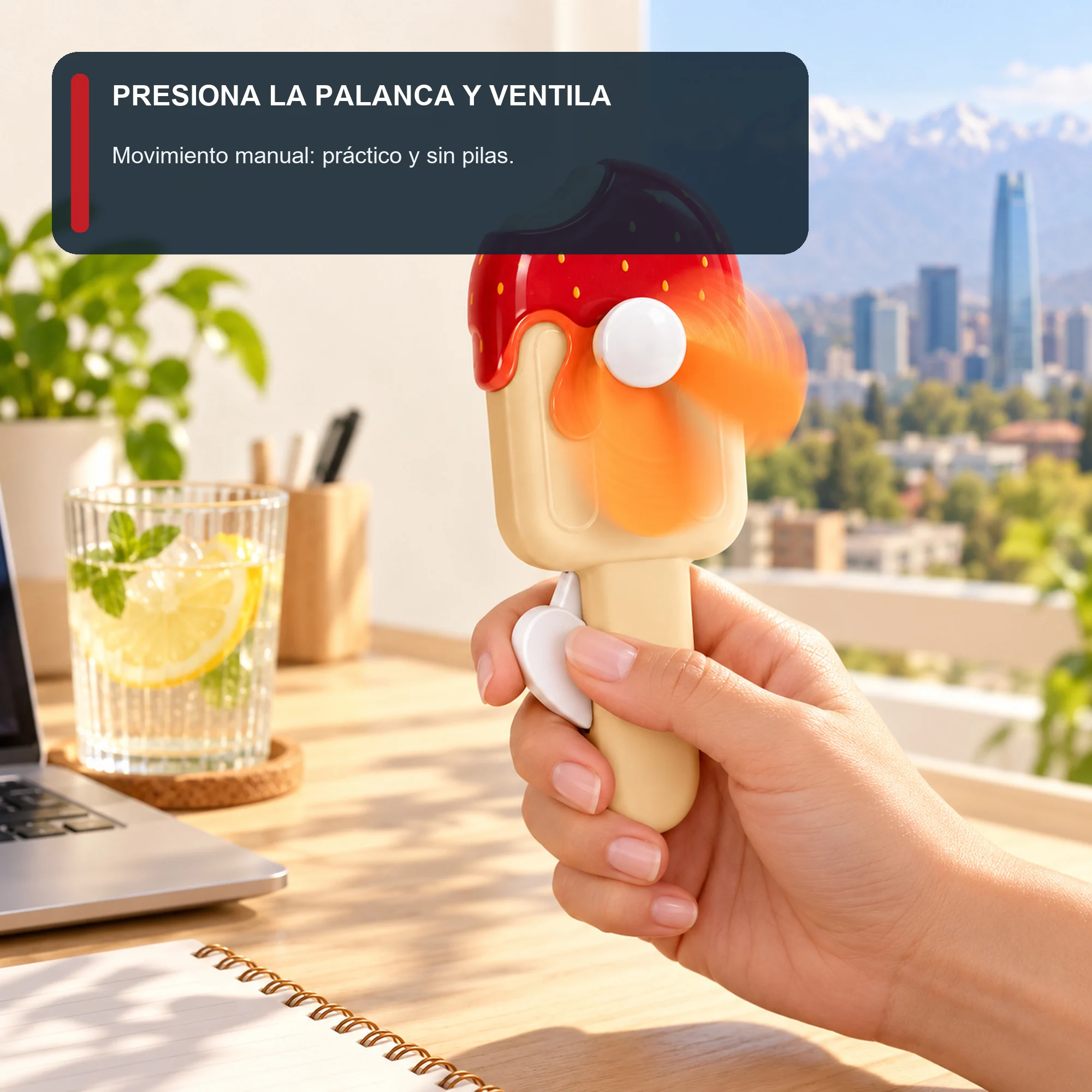 Mini Ventilador Manual Helado, 14 × 6 cm, Color Surtido
