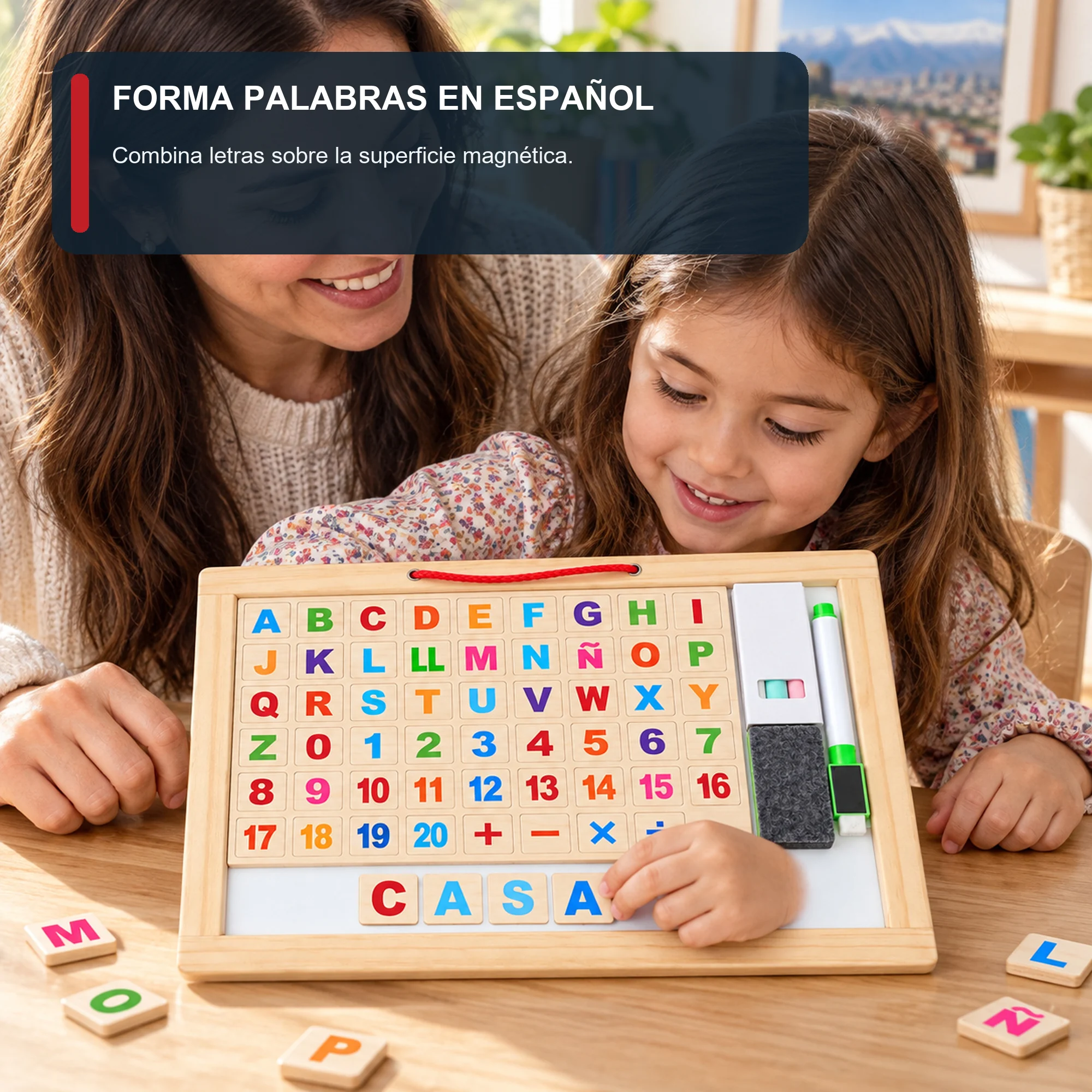 Pizarra Magnética Educativa en Español, 90 Piezas, 31 × 20 cm
