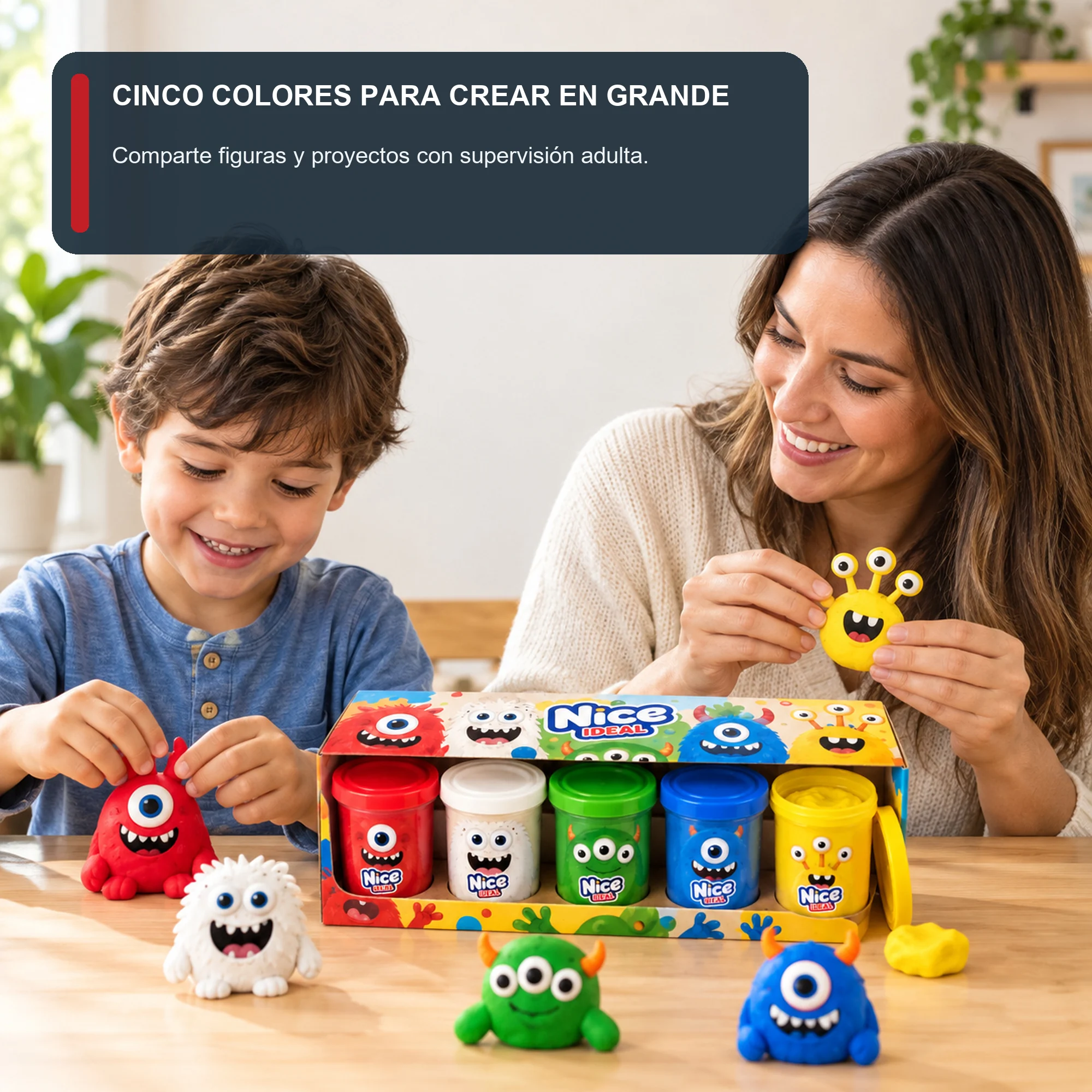 Set de Plasticina en 5 Vasos Grandes, 5 Colores