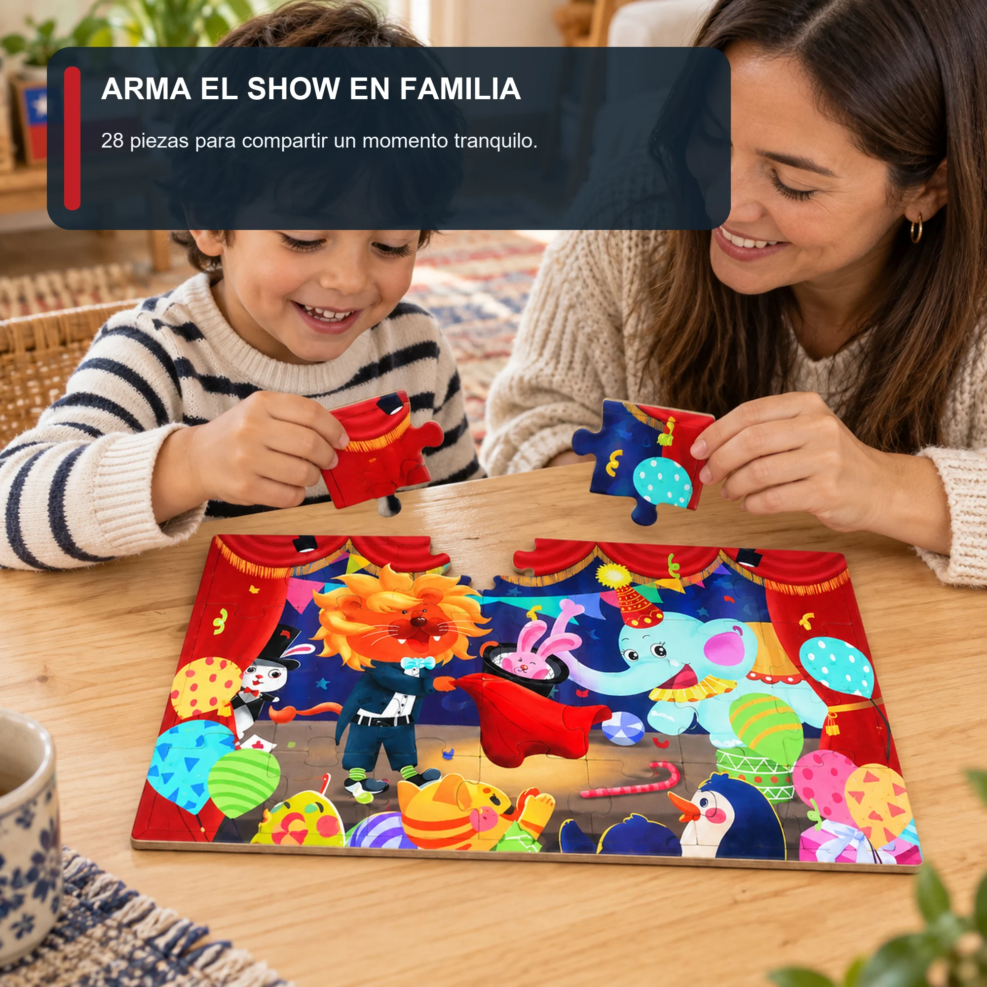 Puzzle Infantil de 28 Piezas con Show de Circo, 27 × 15,5 cm