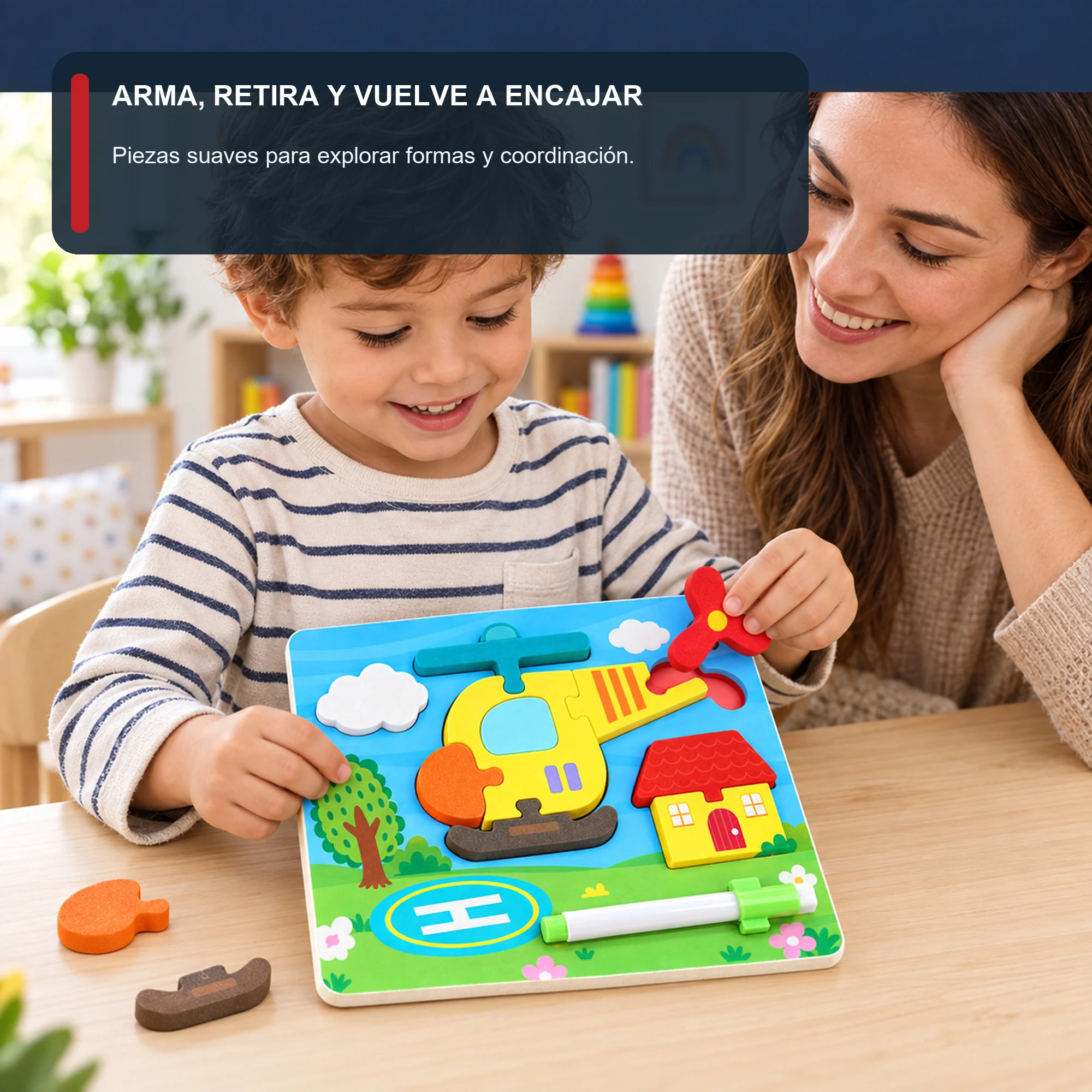 Puzzle Infantil de Goma EVA con Pizarra y Marcador, 22,3 × 18 cm