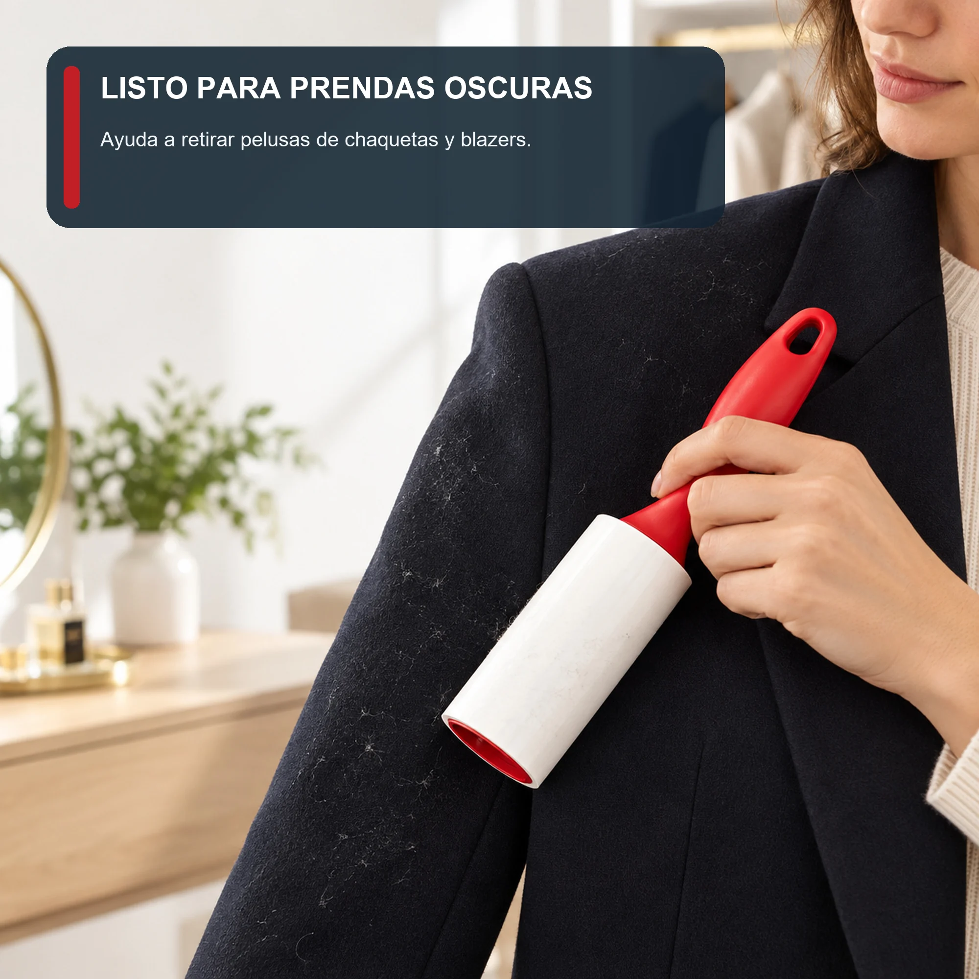 Rodillo Quitapelusas Adhesivo con Mango Ergonómico, 20 cm