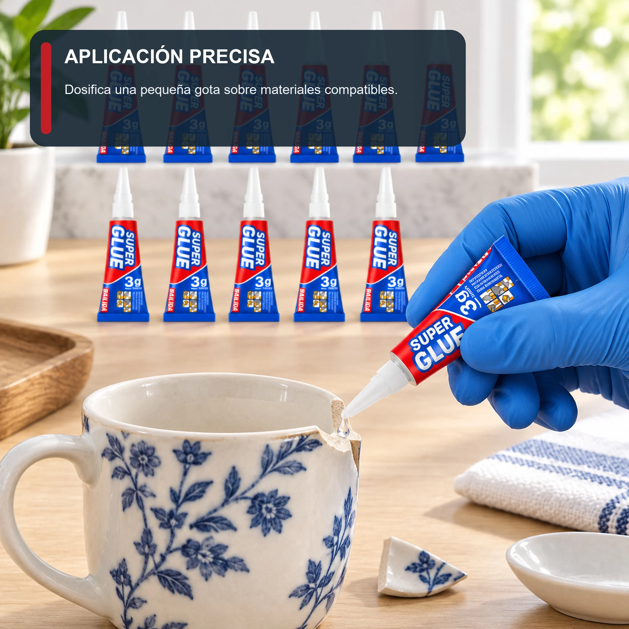 Set de 12 Adhesivos Instantáneos de 3 g con Boquilla de Precisión