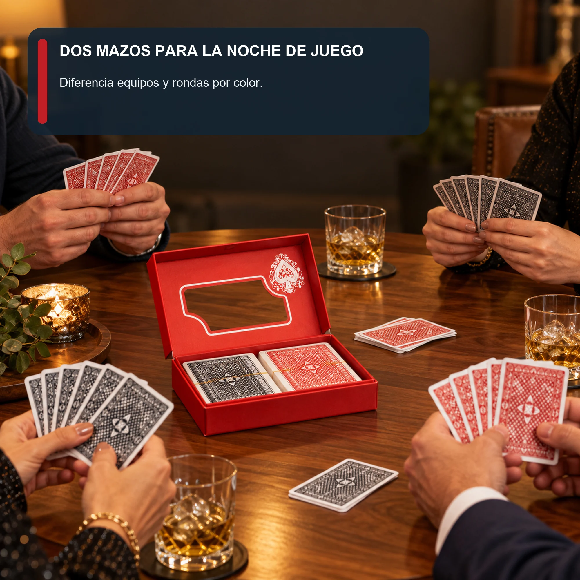 Set de 2 Mazos de Cartas de Póker Plastificadas con Caja