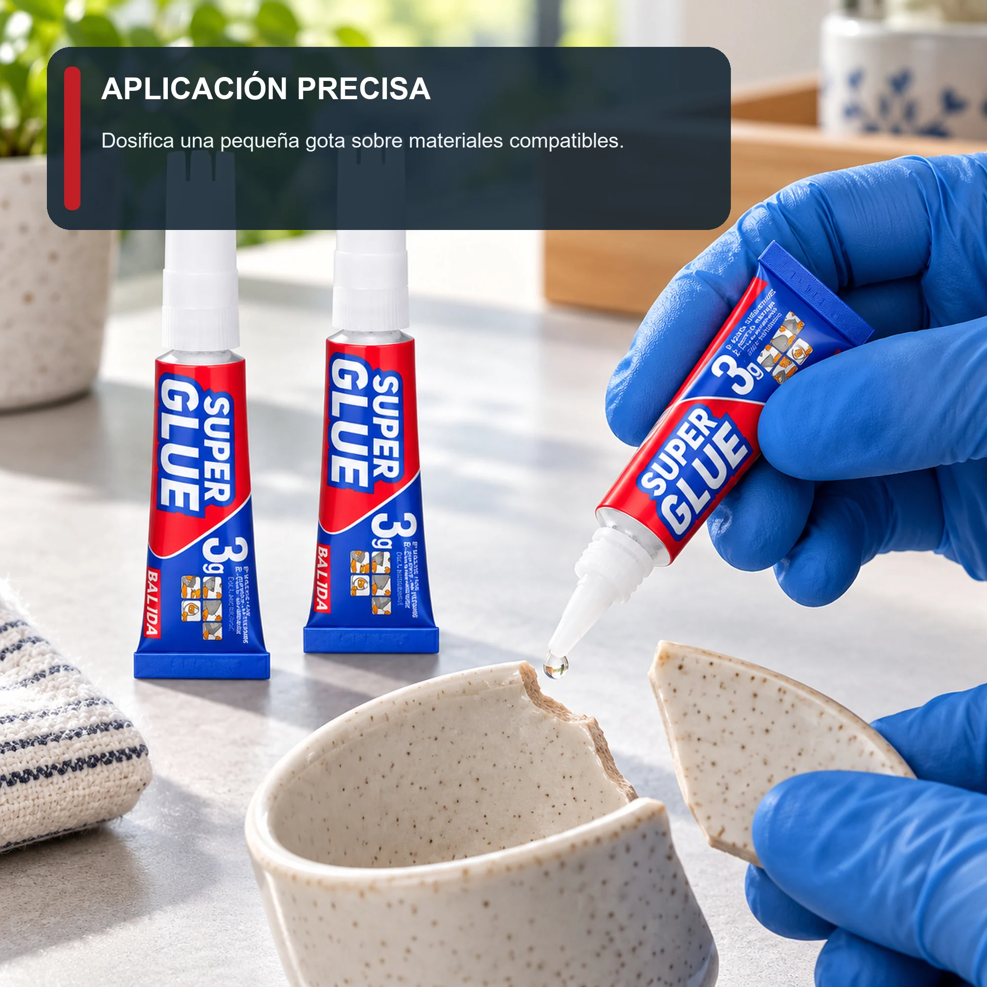 Set de 3 Adhesivos Instantáneos de 3 g con Boquilla de Precisión