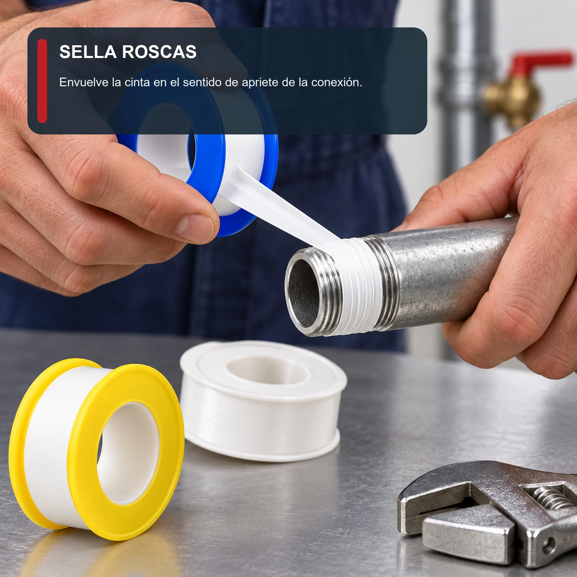 Set de 3 Cintas Selladoras de PTFE, 12 mm × 10 m