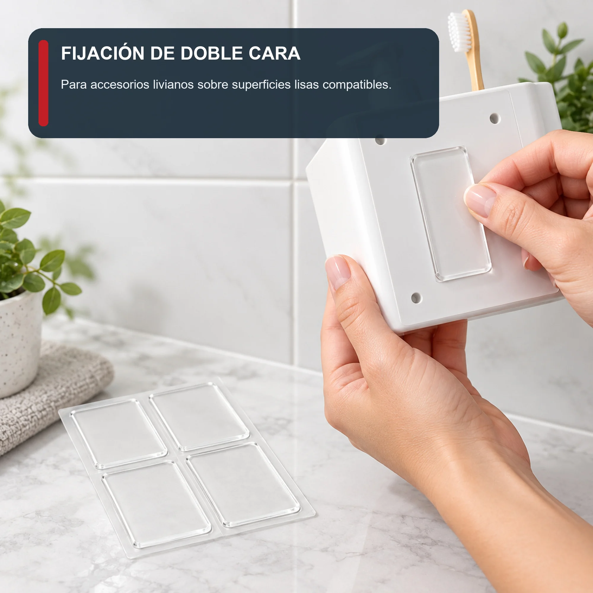 Set de 4 Almohadillas Adhesivas Acrílicas Transparentes Rectangulares, 30 × 60 mm
