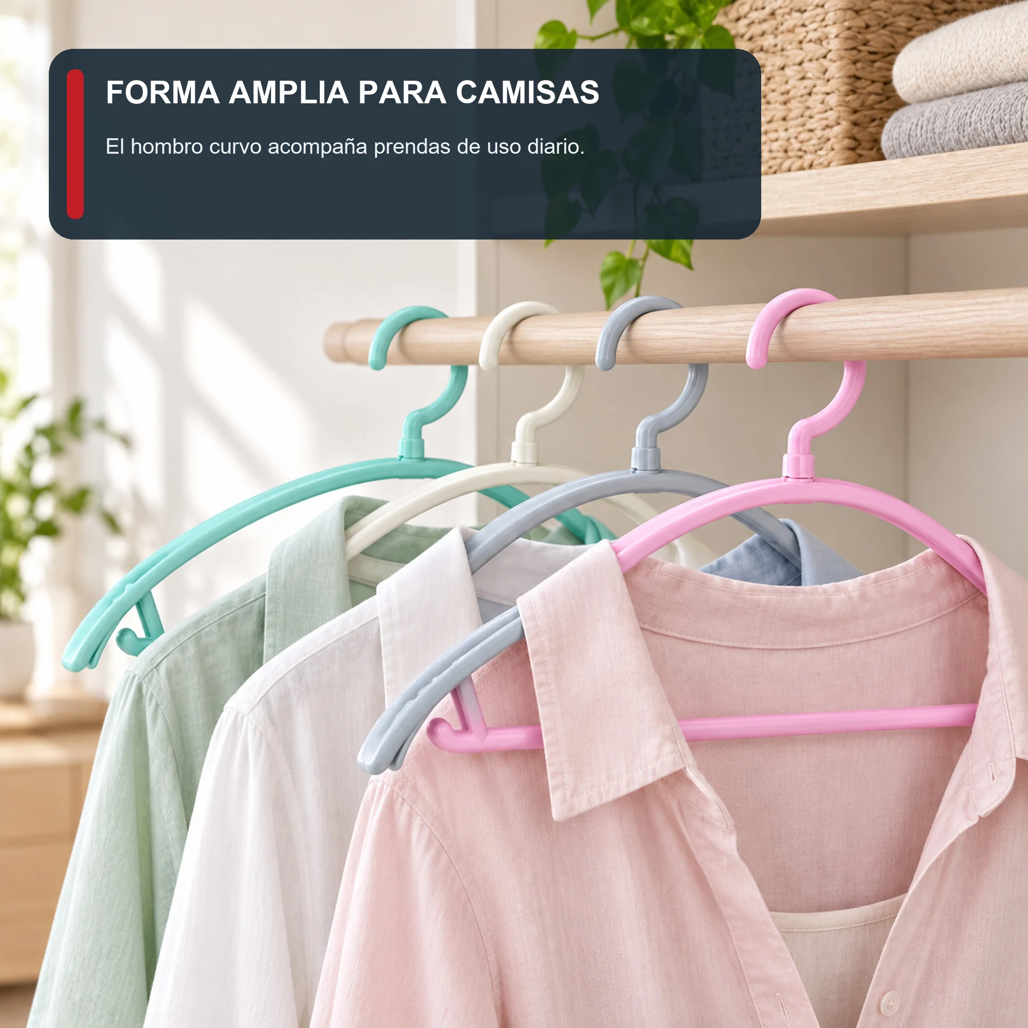 Set de 4 Colgadores de Plástico, 40 cm