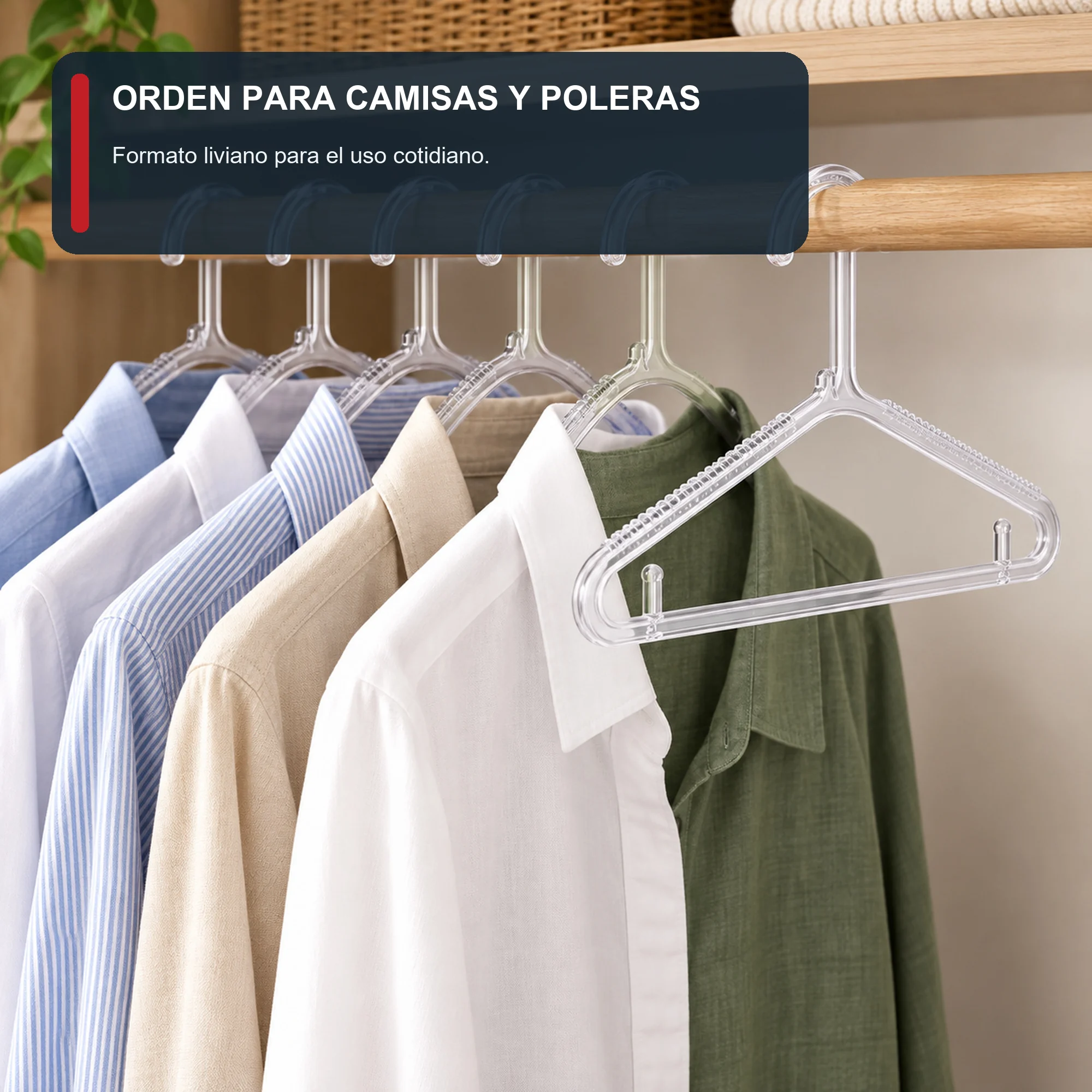 Set de 5 Colgadores Transparentes de 37 cm