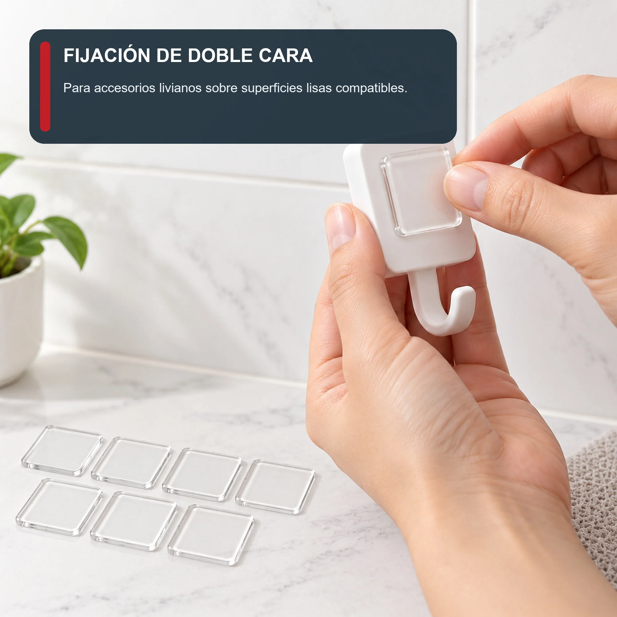 Set de 8 Almohadillas Adhesivas Acrílicas Transparentes Cuadradas, 30 × 30 mm