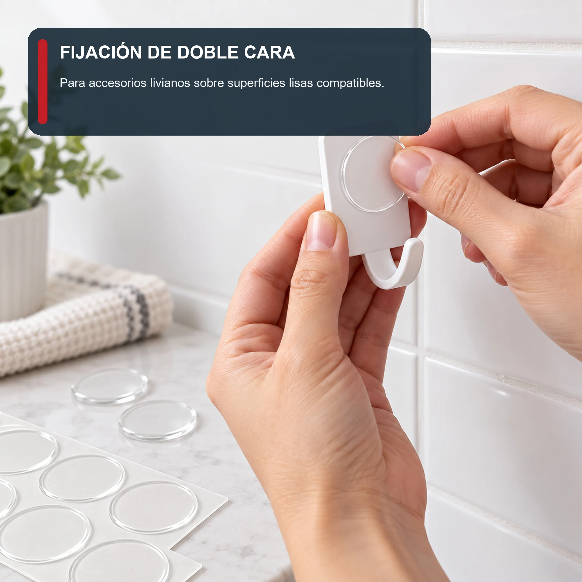 Set de 8 Almohadillas Adhesivas Acrílicas Transparentes Redondas, 30 mm