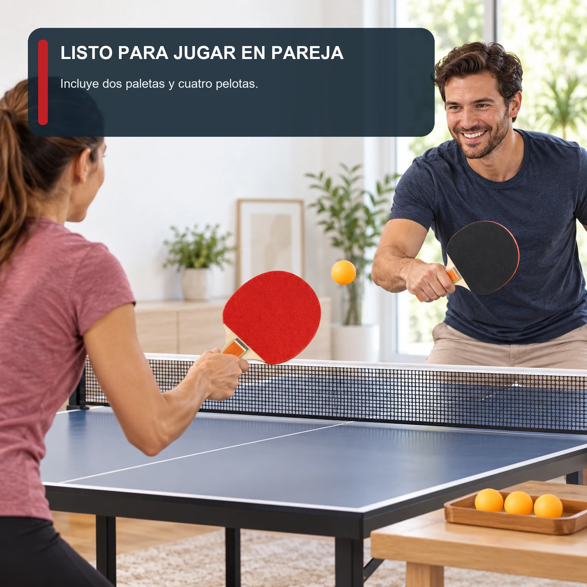Set de Tenis de Mesa, 2 Paletas y 4 Pelotas