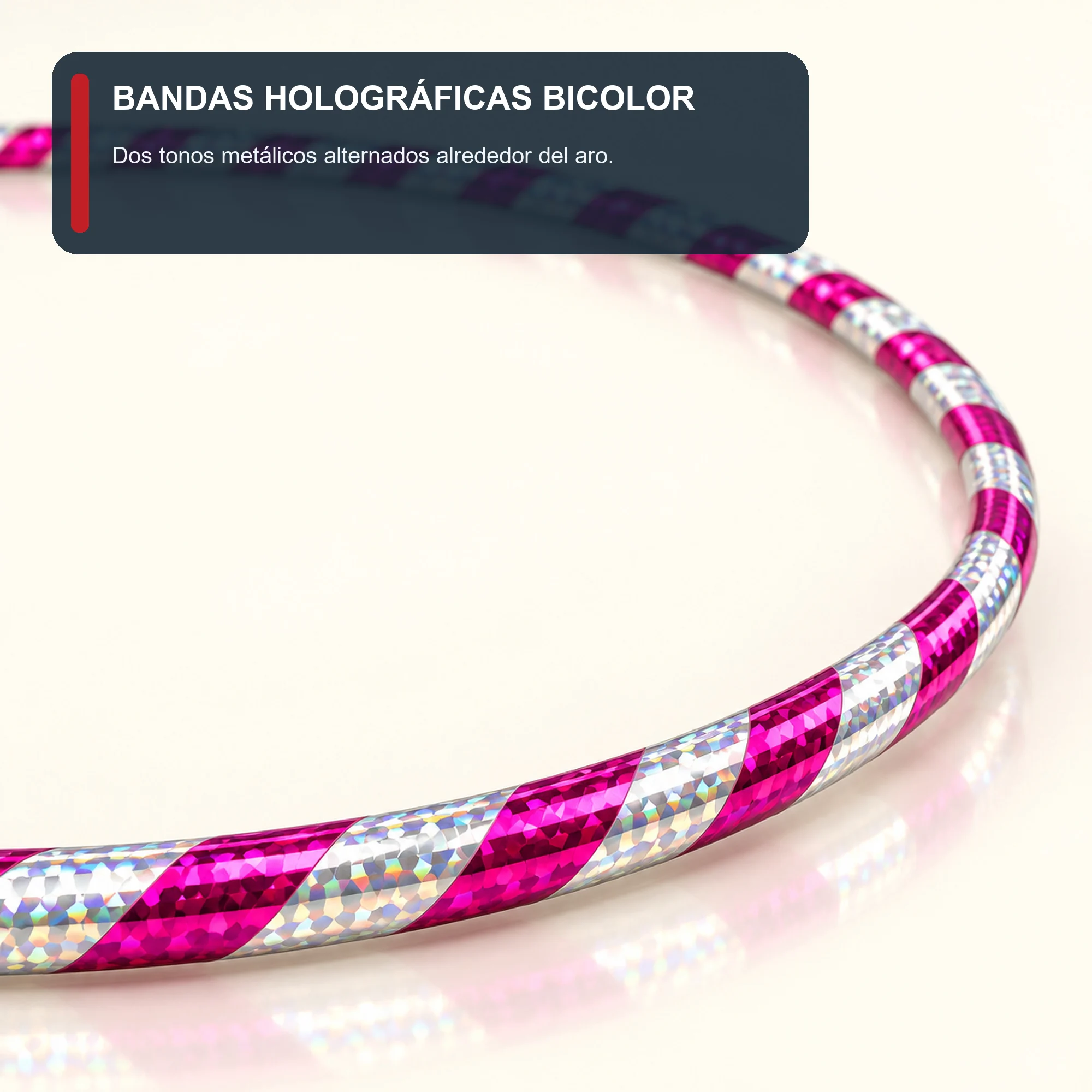 Aro Hula Hula Metalizado Bicolor, 65 cm, Color Surtido