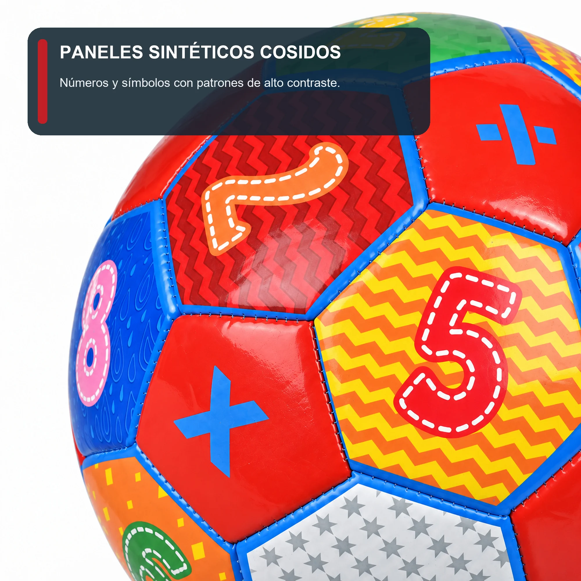 Balón de Fútbol Números Colorido N.º 5, 21,5 cm
