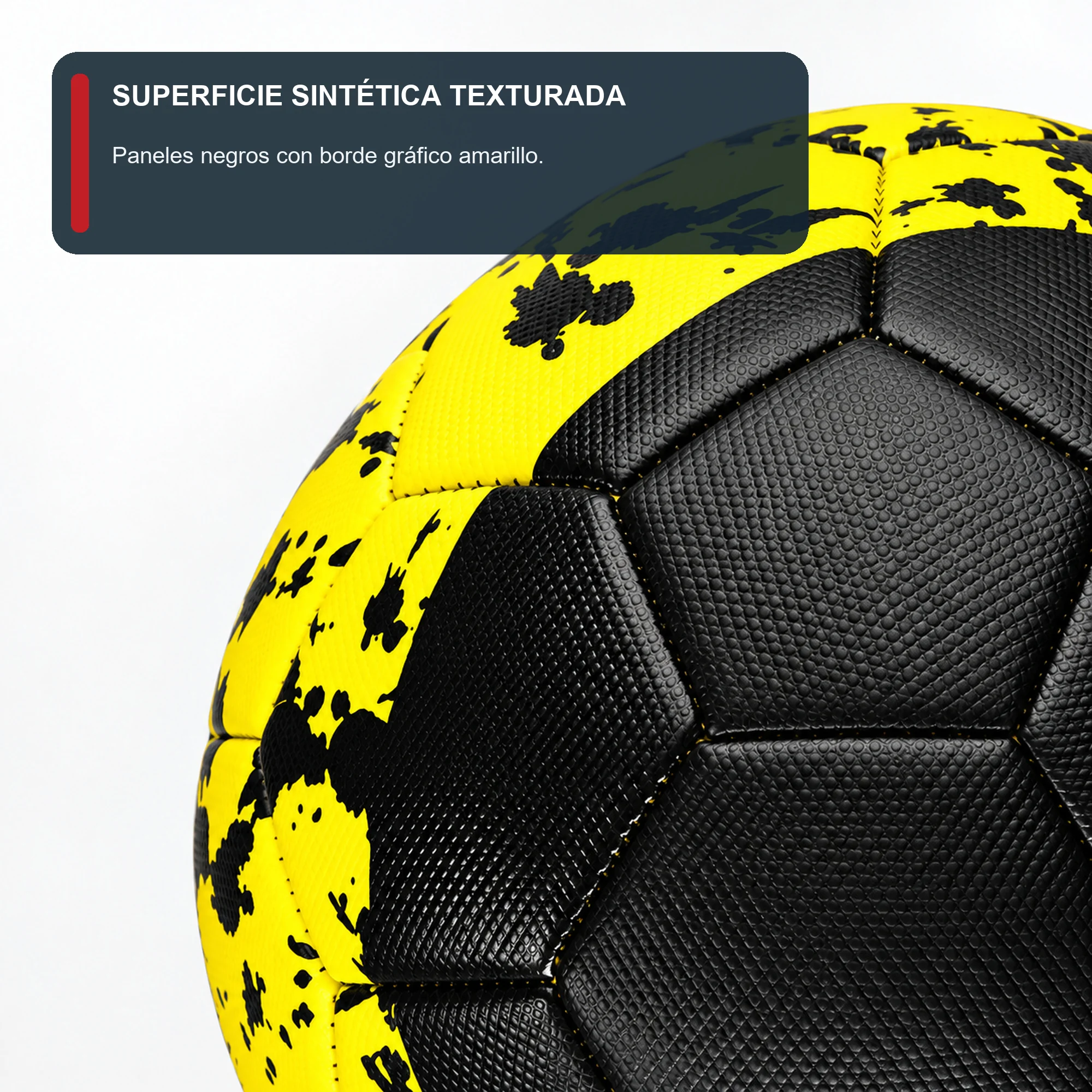 Balón de Fútbol Texturado Negro y Amarillo, 21 cm