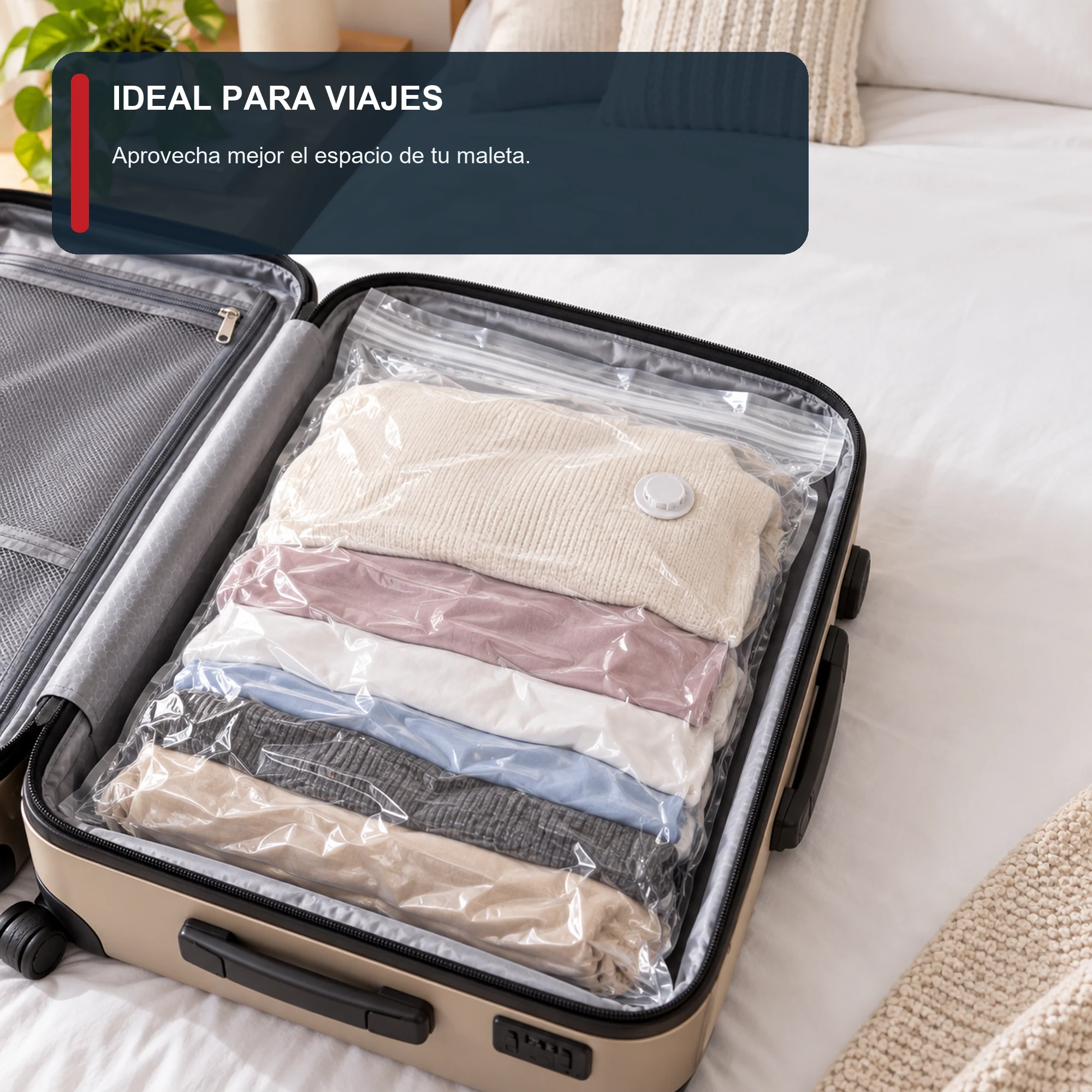Bolsa de Compresión al Vacío Transparente para Ropa, 50 × 60 cm, 1 Unidad