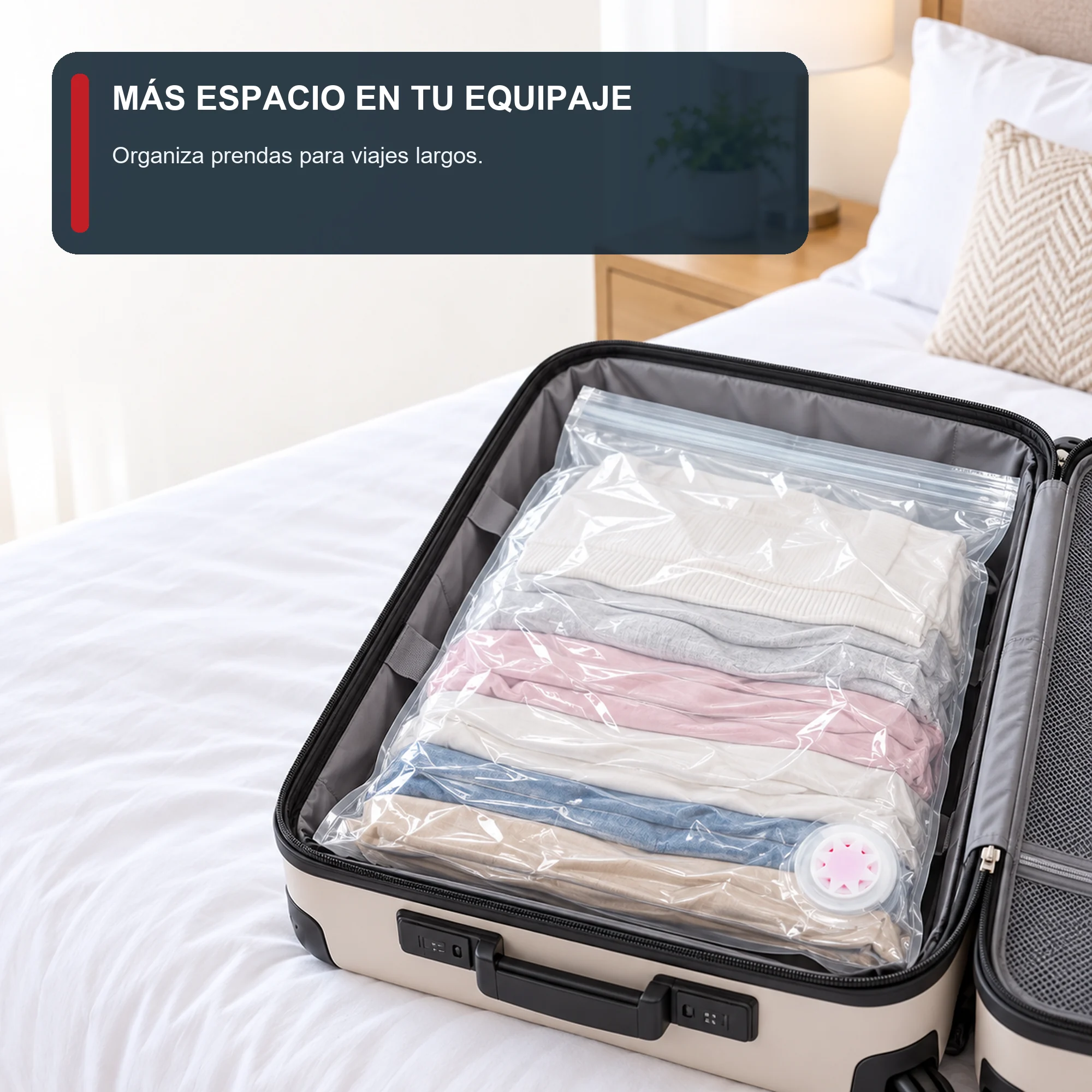 Bolsa de Compresión al Vacío Transparente para Ropa, 60 × 80 cm, 1 Unidad