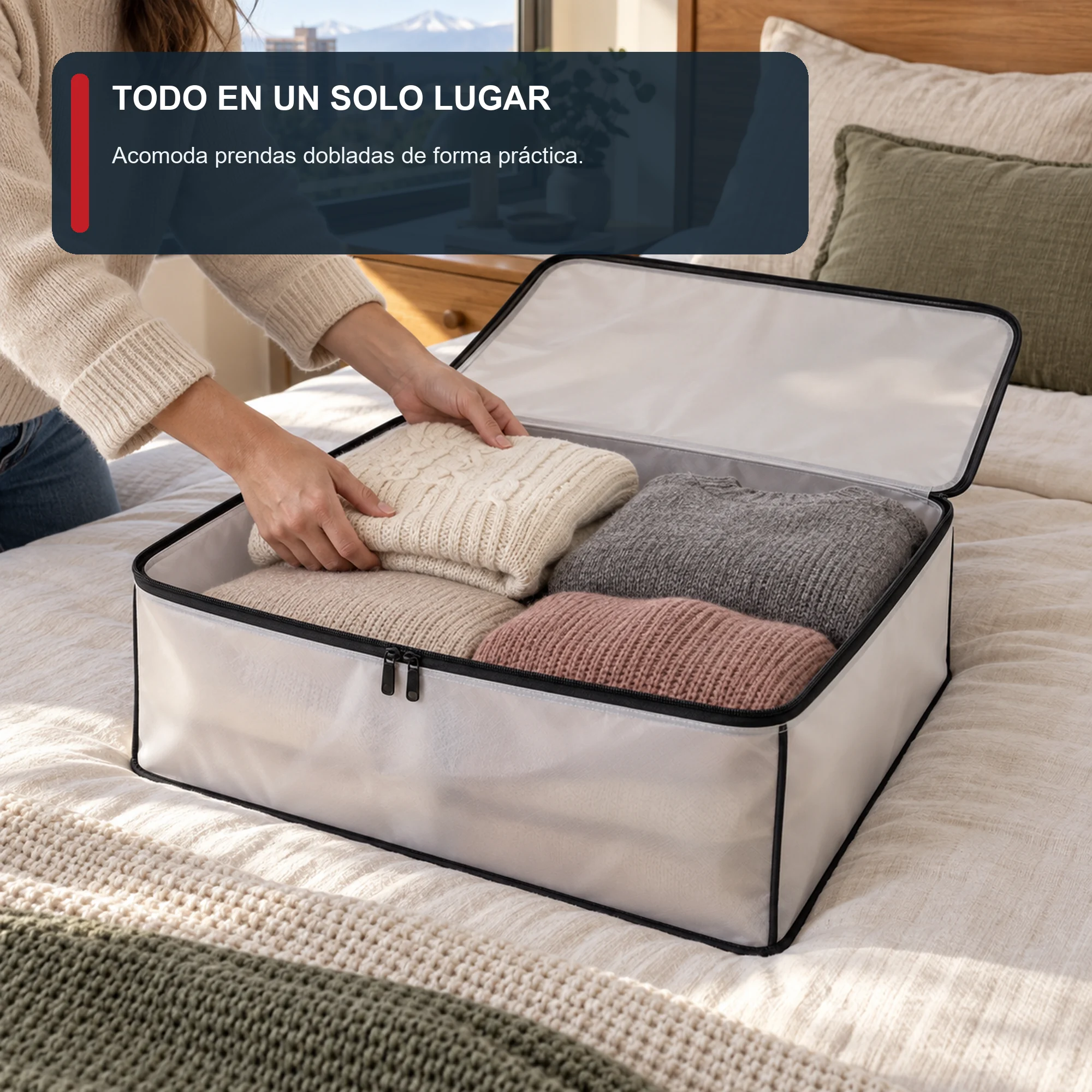 Bolsa Multiuso Organizadora de PEVA con Cierre, 45 × 45 × 20 cm, 1 Unidad