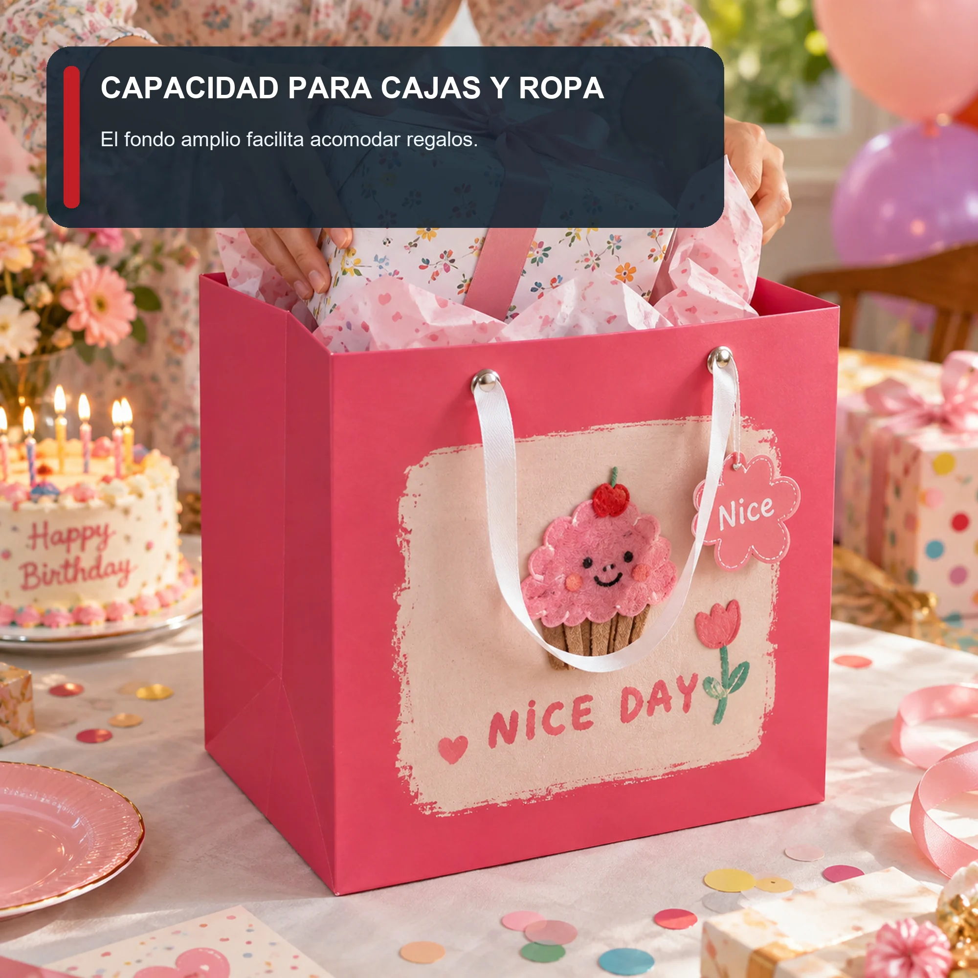 Bolsa de Regalo Rígida Profunda Con Cupcake con Formato Profundo Con Cupcake, 26 × 26 × 25 cm