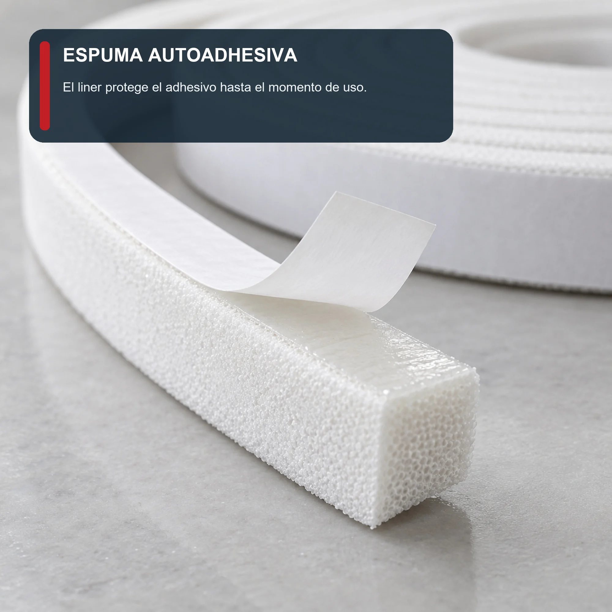 Burlete Autoadhesivo de Espuma Blanco, 25 mm × 4,5 m