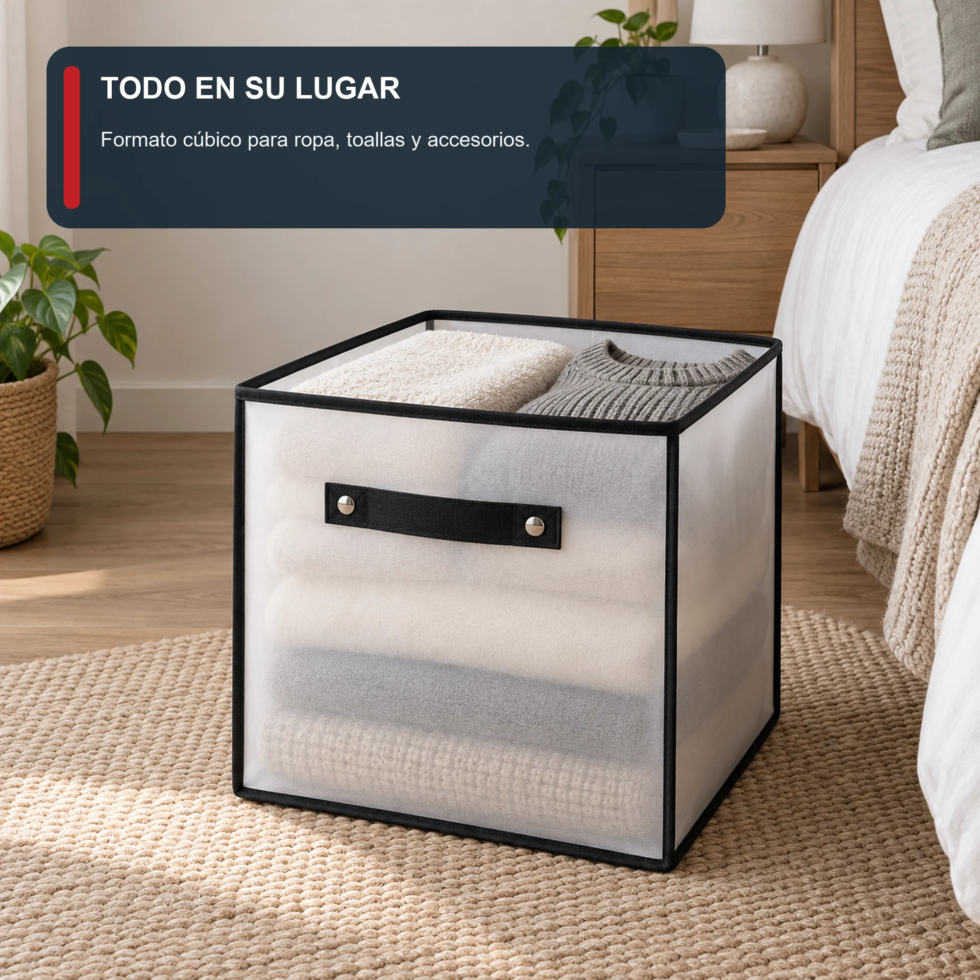 Caja organizadora abierta de PEVA y PP, 31 × 31 × 31 cm, 1 Unidad