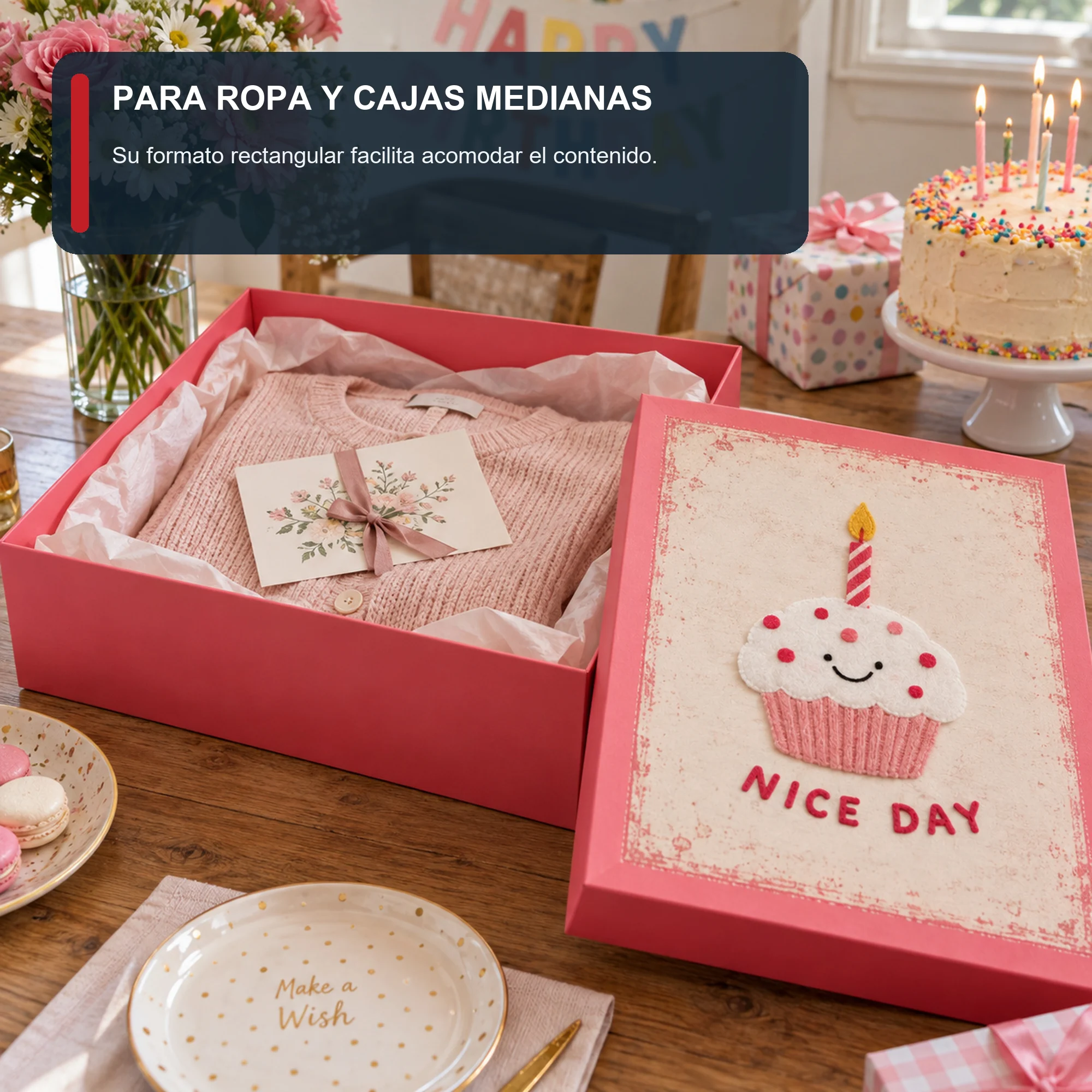 Caja de Regalo Caja Grande Con Cupcake, 36,5 × 26 × 10,5 cm