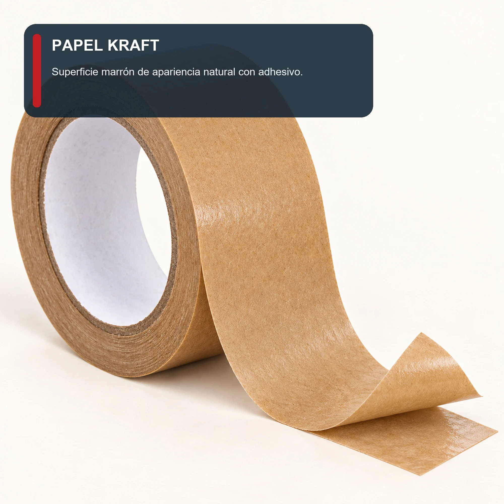Cinta Adhesiva de Papel Kraft, 48 mm × 20 m