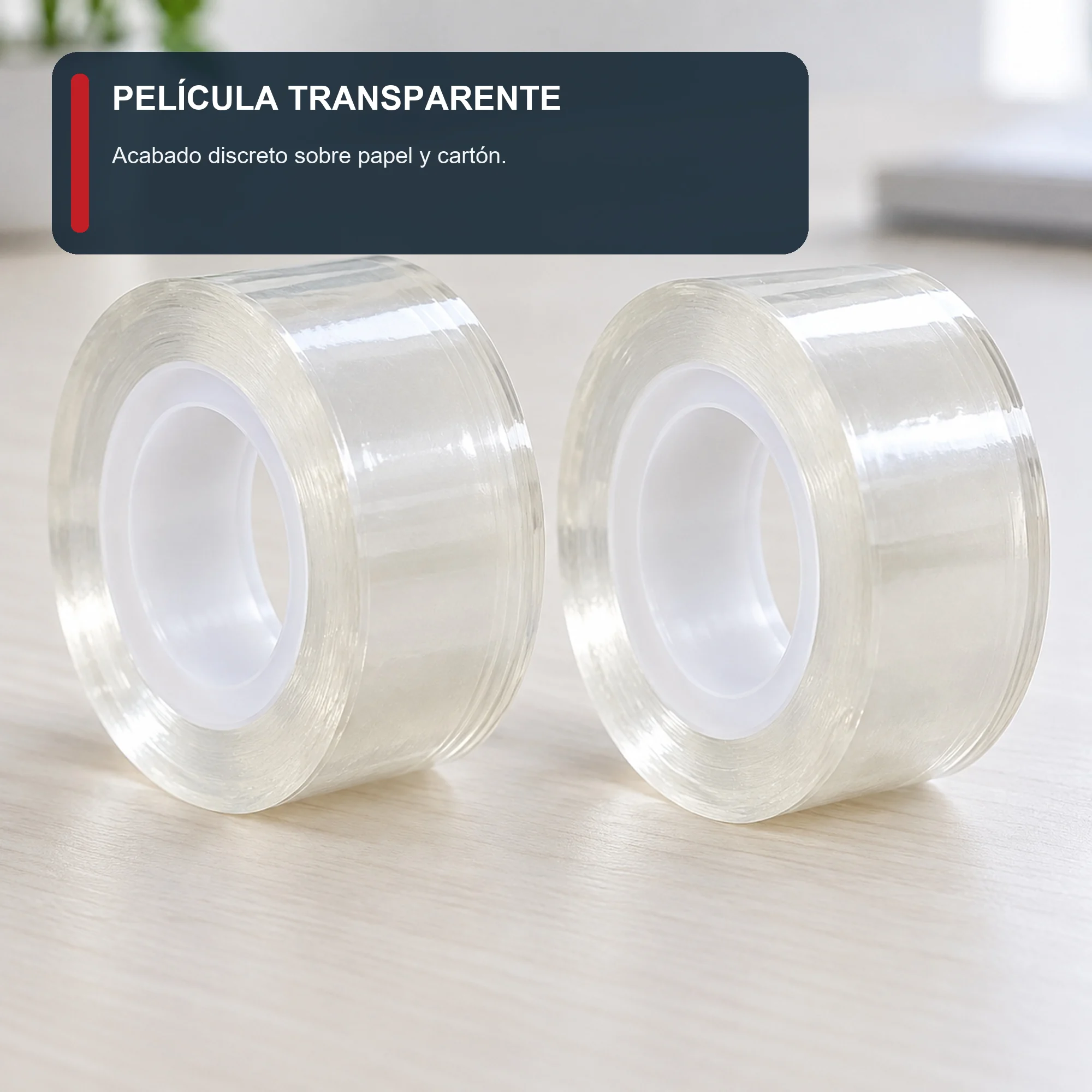 Cinta Adhesiva Transparente, 2 Rollos de 18 mm × 30 m