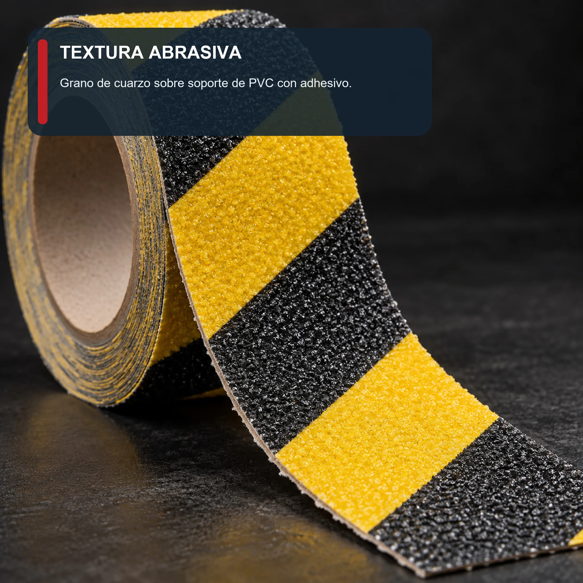 Cinta Antideslizante Abrasiva Amarillo/Negro, 48 mm × 5 m