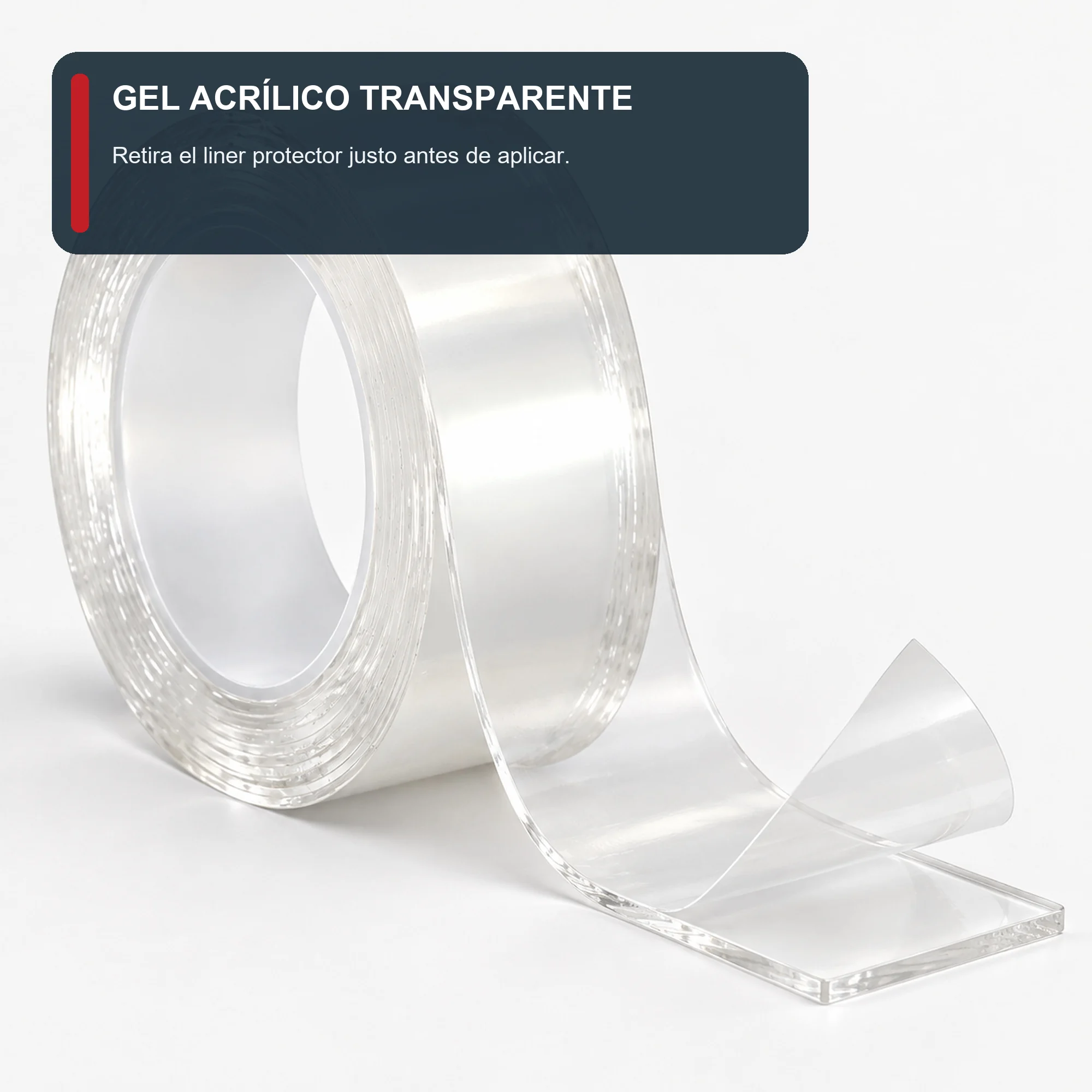 Cinta Doble Contacto de Gel Acrílico Transparente, 30 mm × 3 m