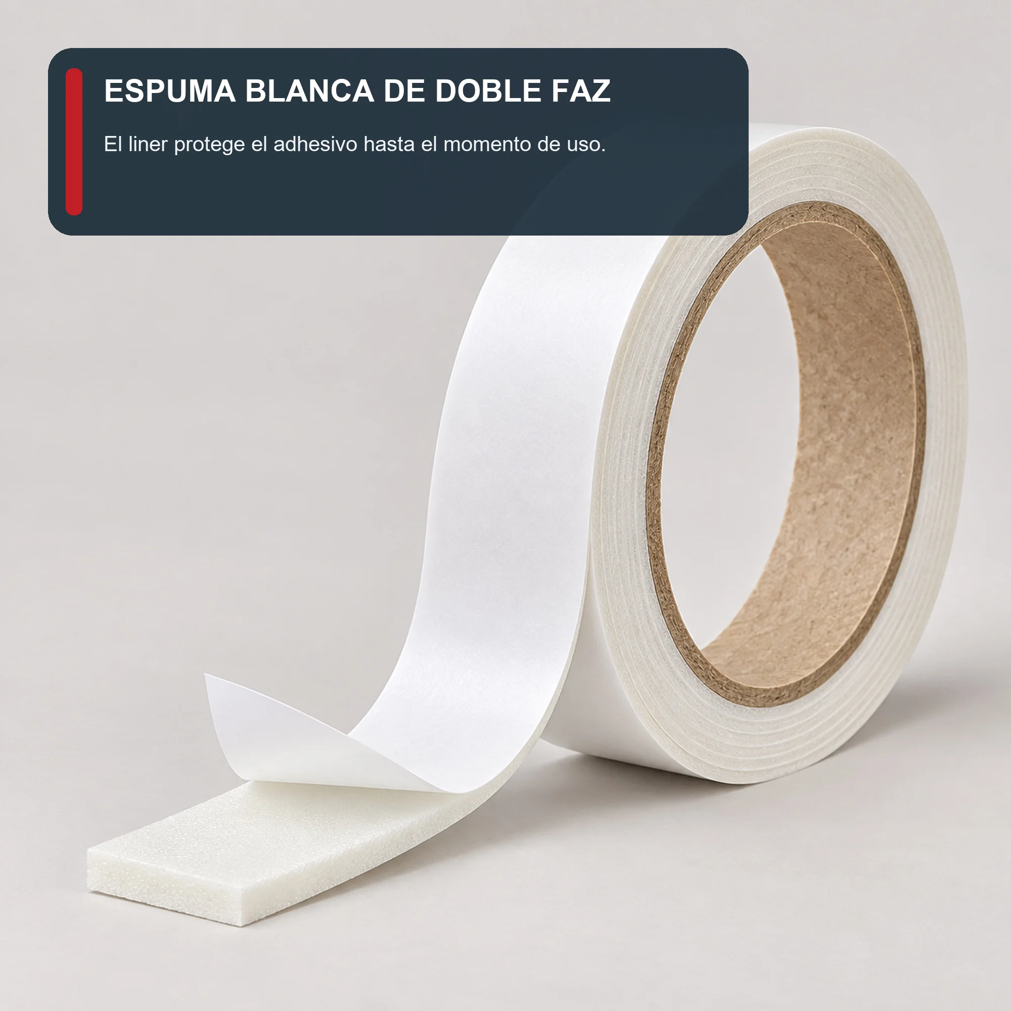 Cinta Doble Faz de Espuma Blanca, 18 mm × 10 m