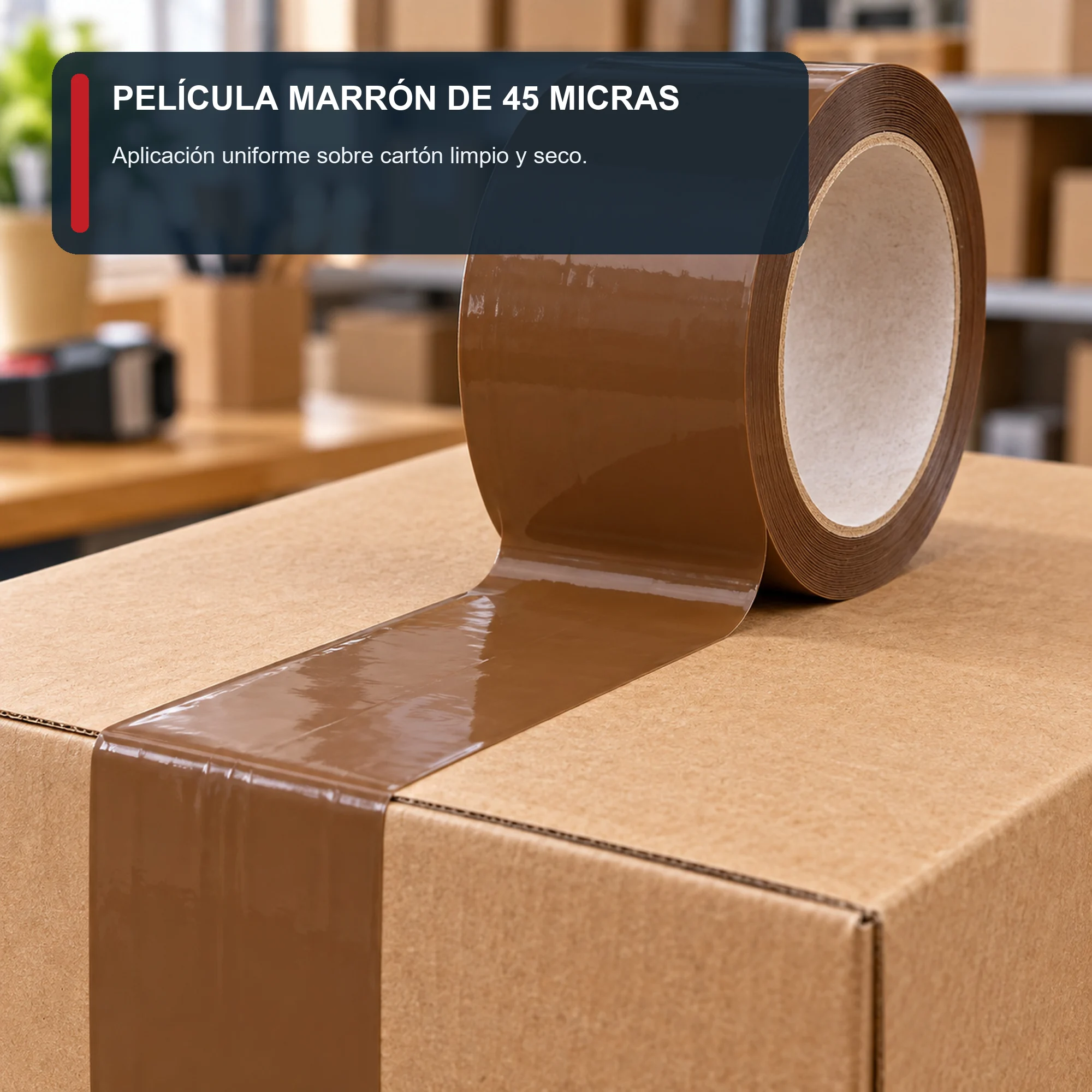 Cinta de Embalaje Marrón Jumbo, 48 mm × 200 m, 45 μm