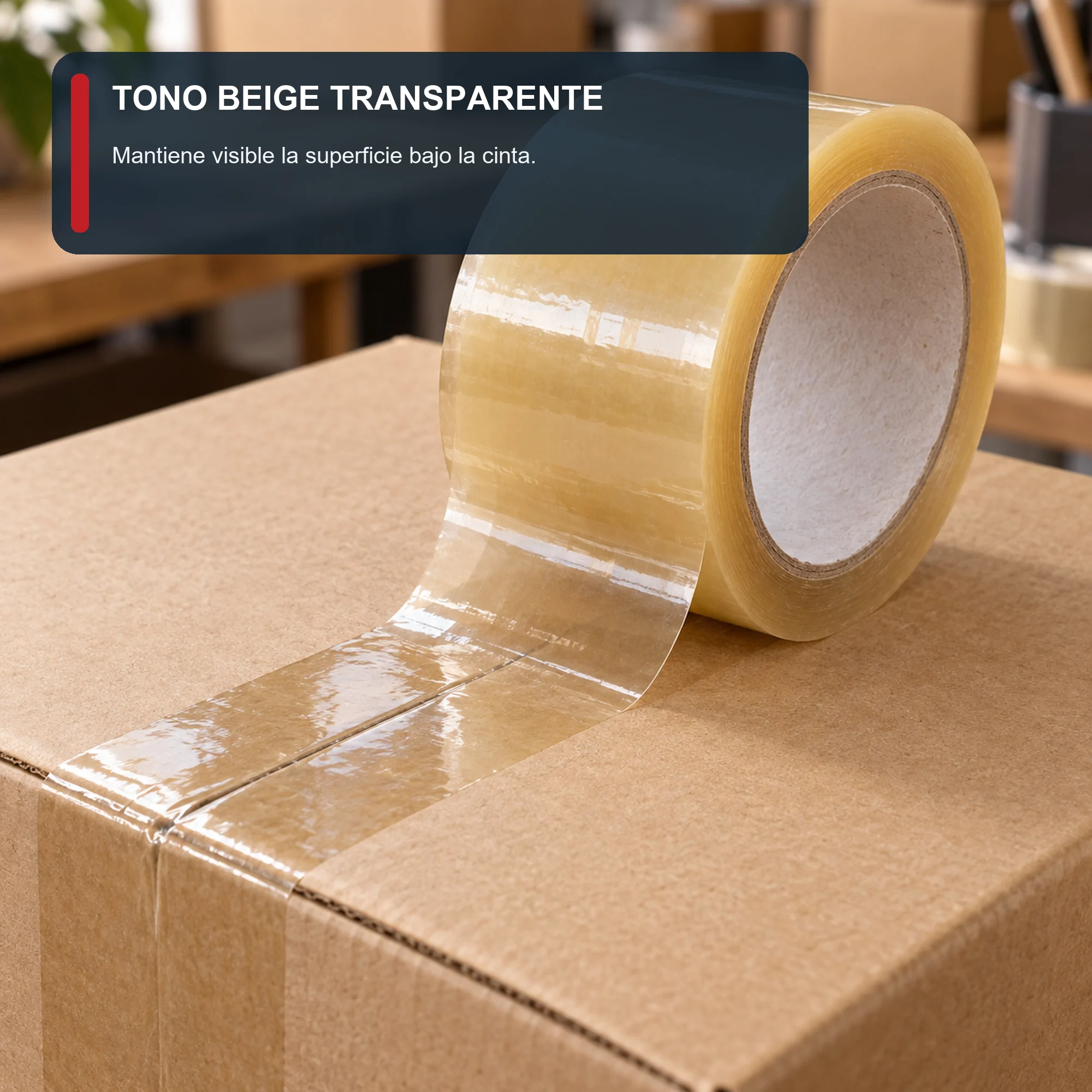 Cinta de Embalaje Transparente Beige, 48 mm × 40 m