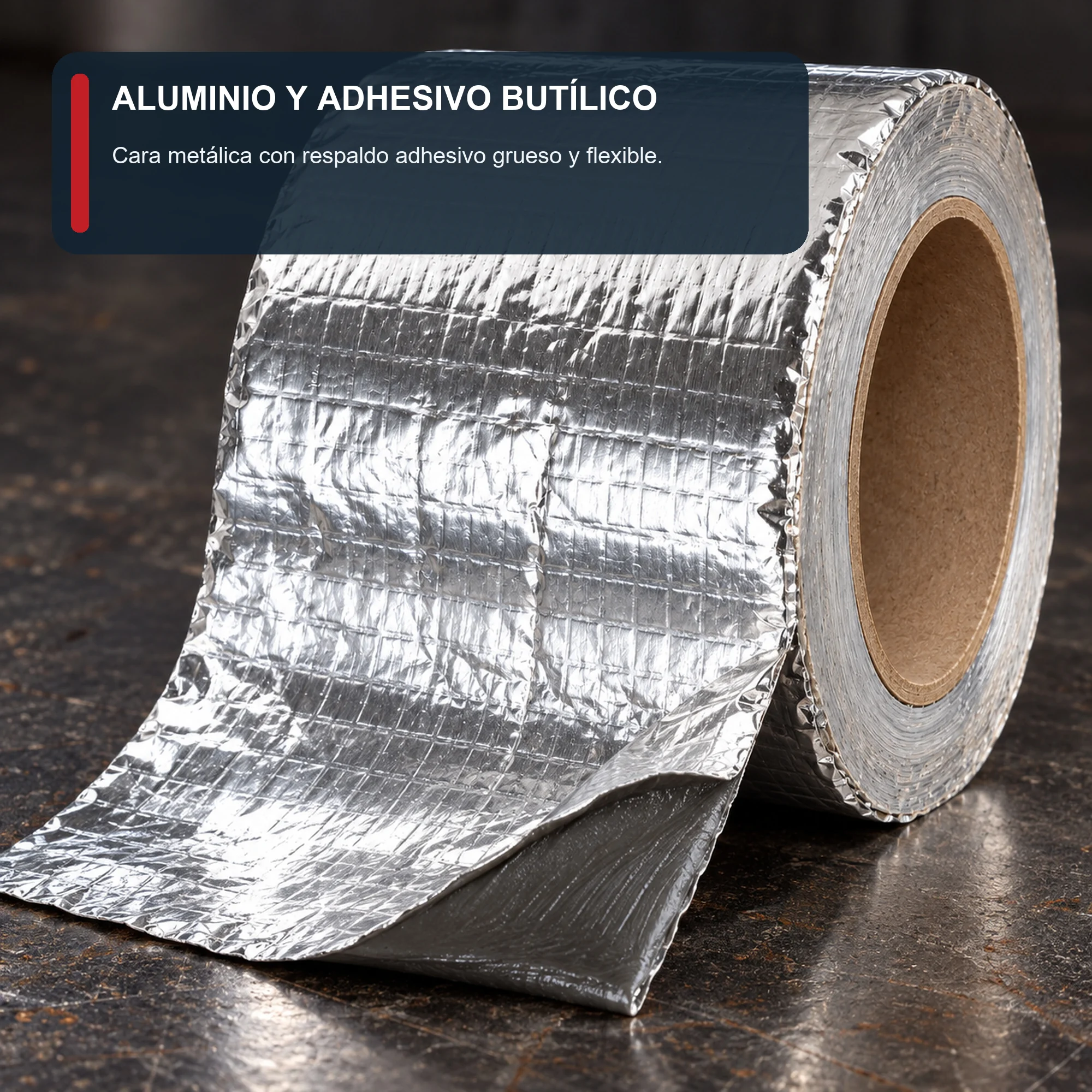 Cinta Impermeable de Aluminio con Butilo, 75 mm × 2,5 m