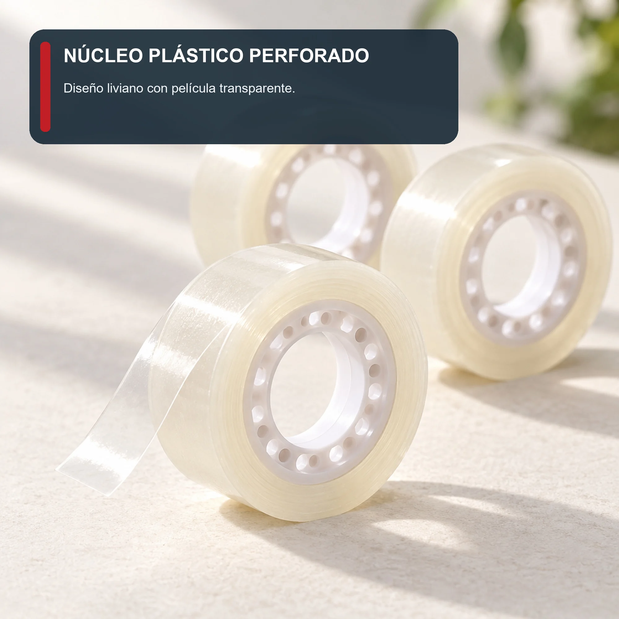 Cinta Adhesiva Transparente, 3 Rollos de 18 mm × 30 m