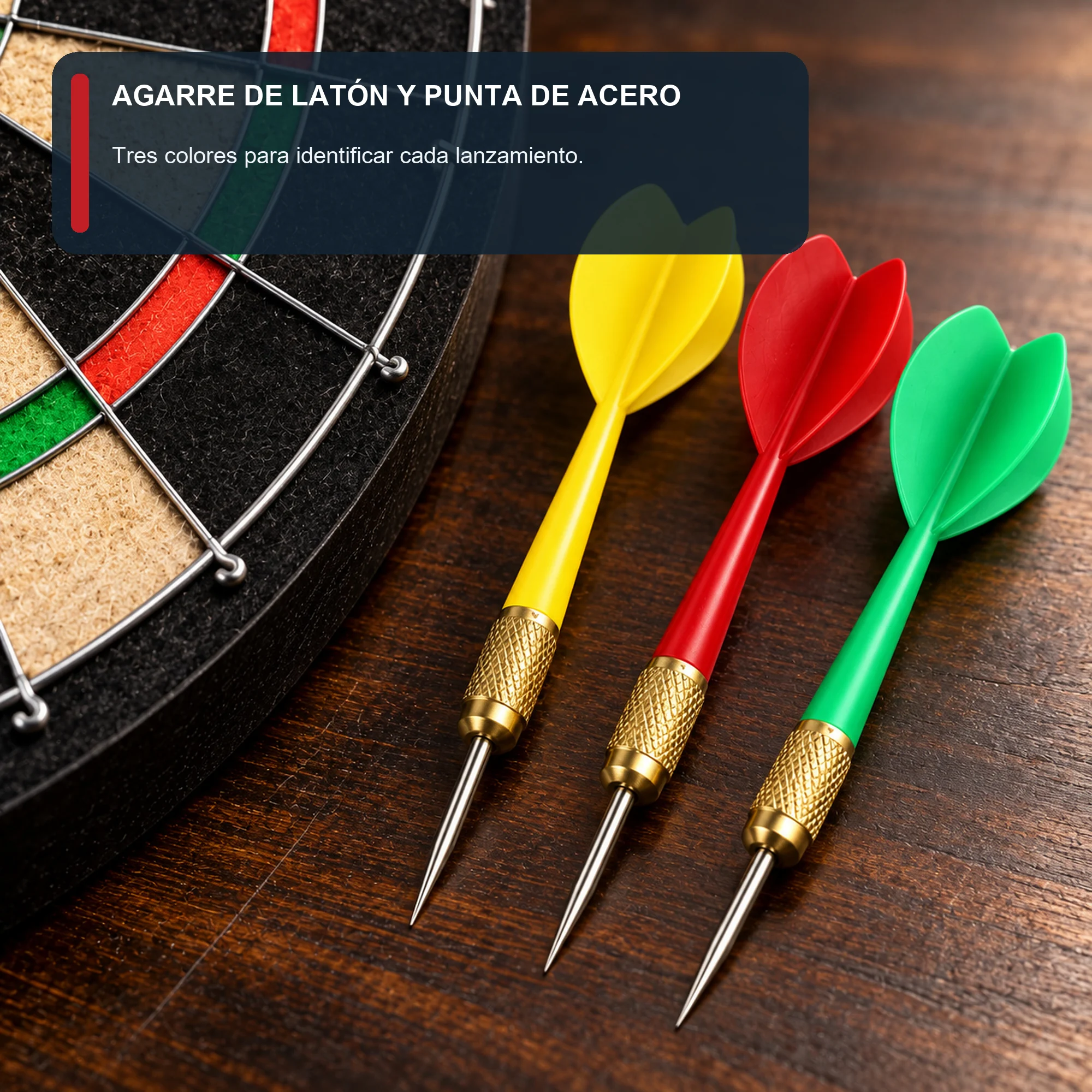Set de 3 Dardos con Punta Metálica, 11,5 cm