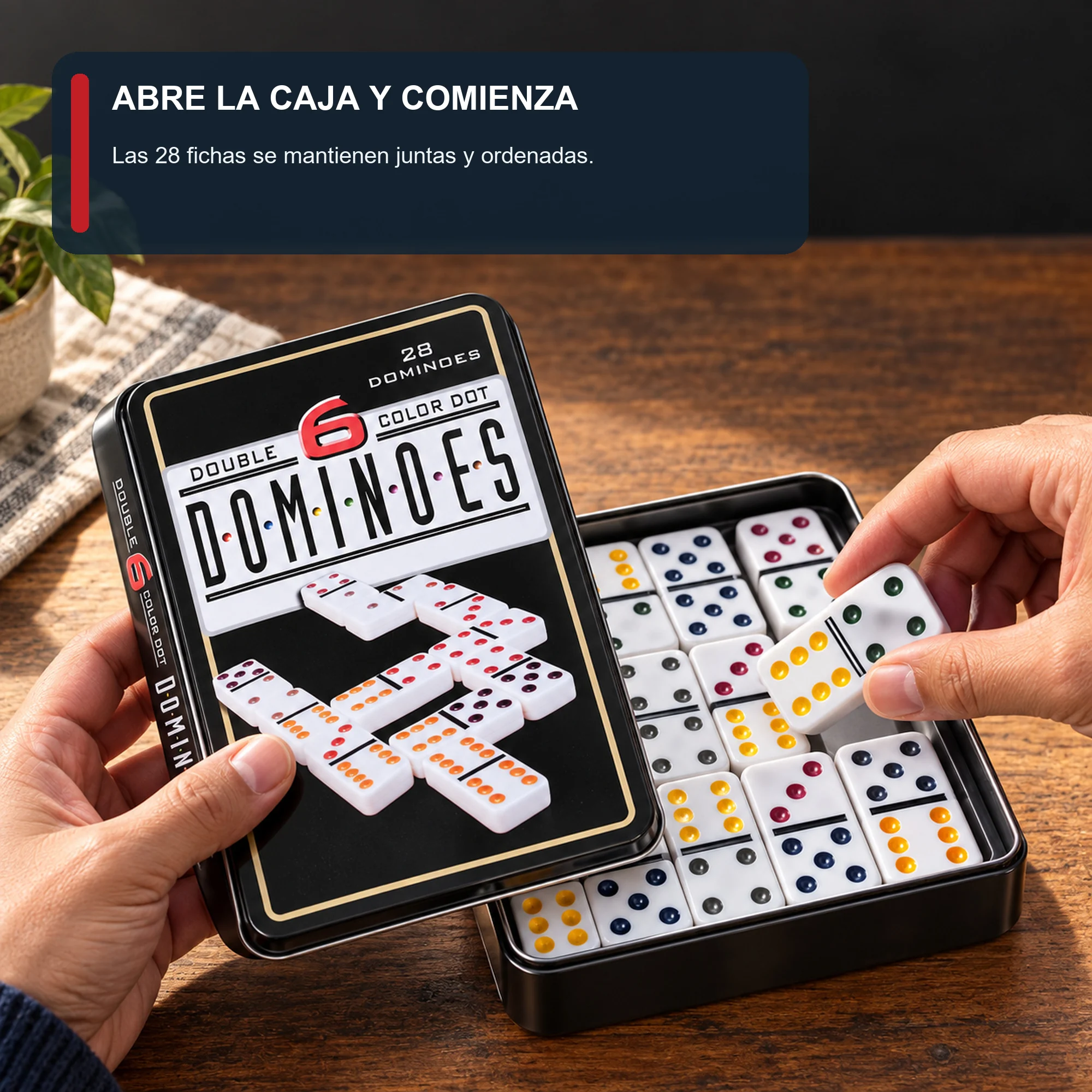 Dominó Doble Seis de 28 Fichas con Caja Metálica