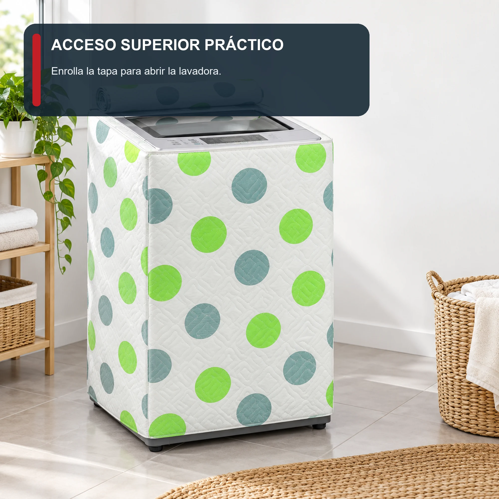 Funda de Lavadora 100% PEVA para Carga Superior, Estampado Surtido, 55 × 58 × 87 cm