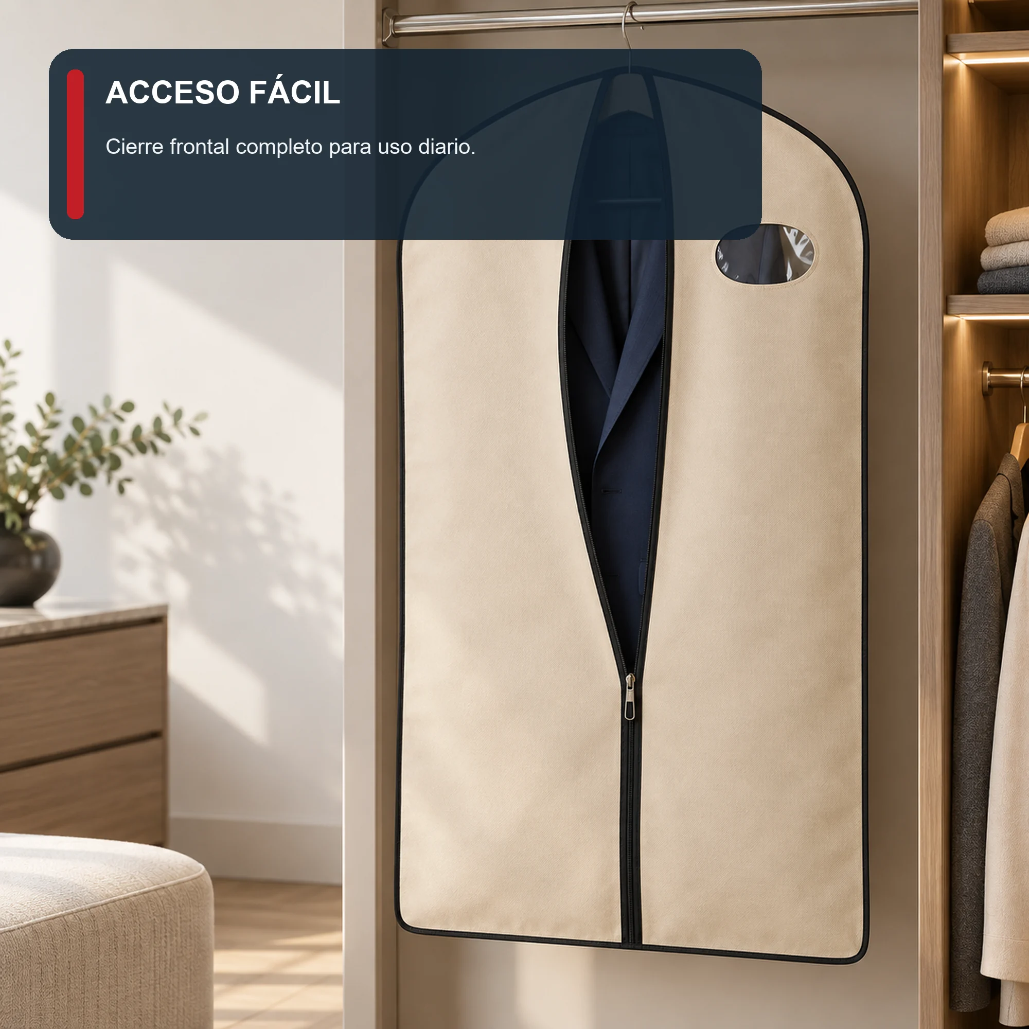 Funda de Traje de Tela No Tejida con Cierre, 60 × 100 cm, 1 Unidad