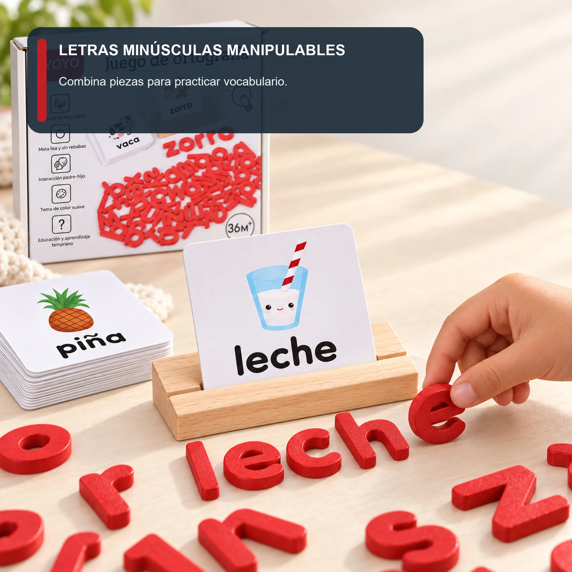 Juego de Ortografía en Español con Letras y Tarjetas