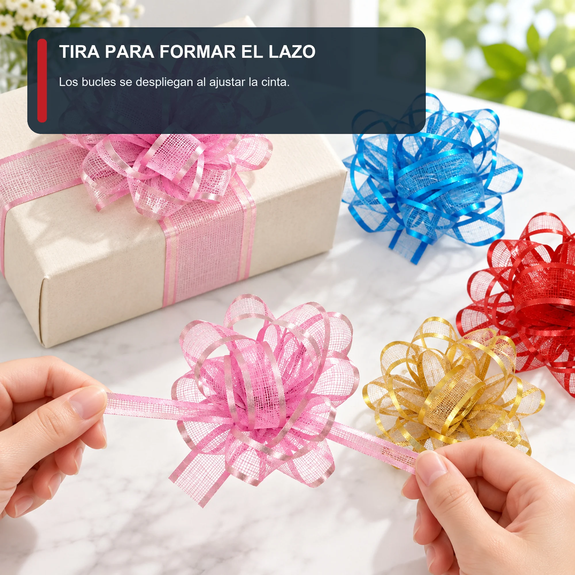 Lazos de Malla para Regalo, 5,5 cm (2,2 in) de diámetro aprox., 12 Unidades, Colores Surtidos