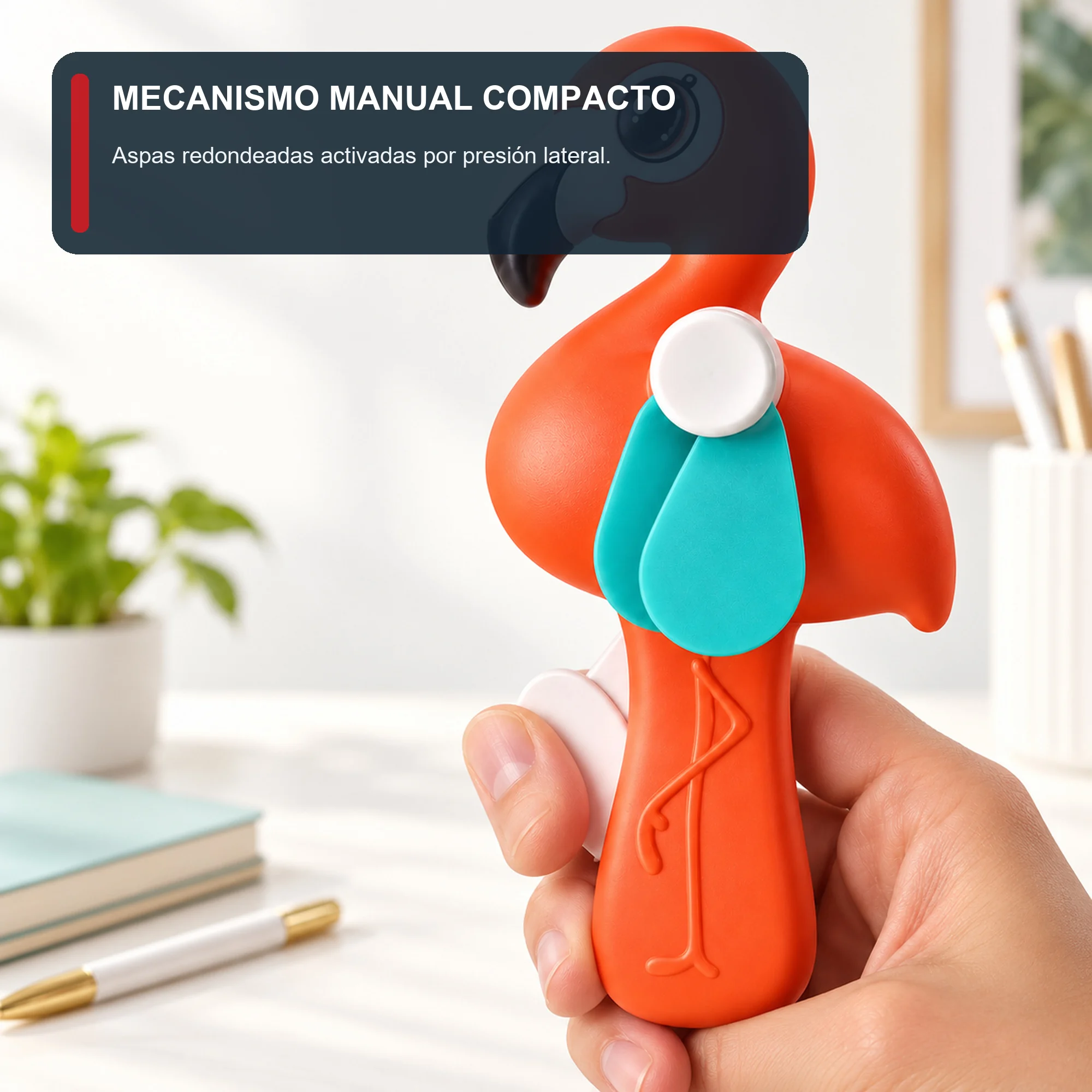 Mini Ventilador Manual Flamenco, 15 × 7,1 cm, Color Surtido