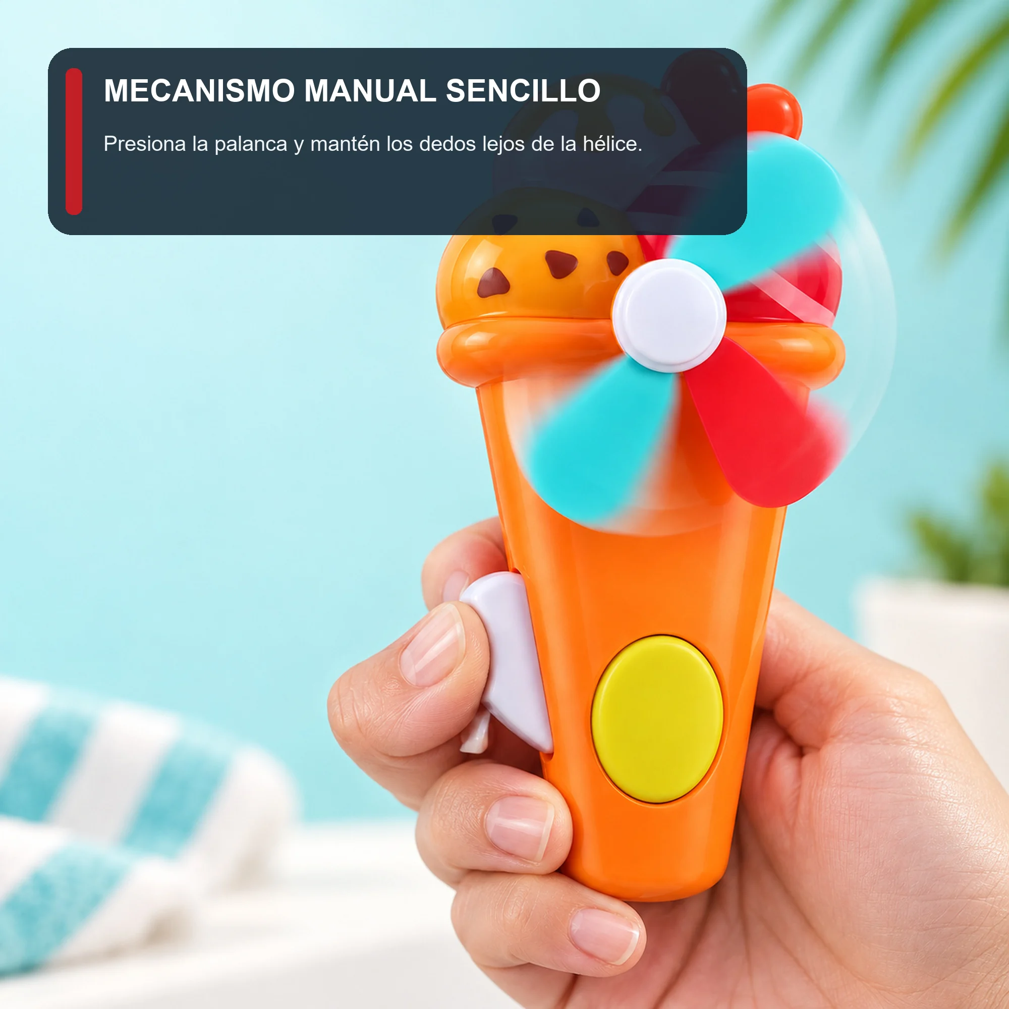 Mini Ventilador Manual con Diseño de Helado, 14 × 6,5 cm, Color Surtido