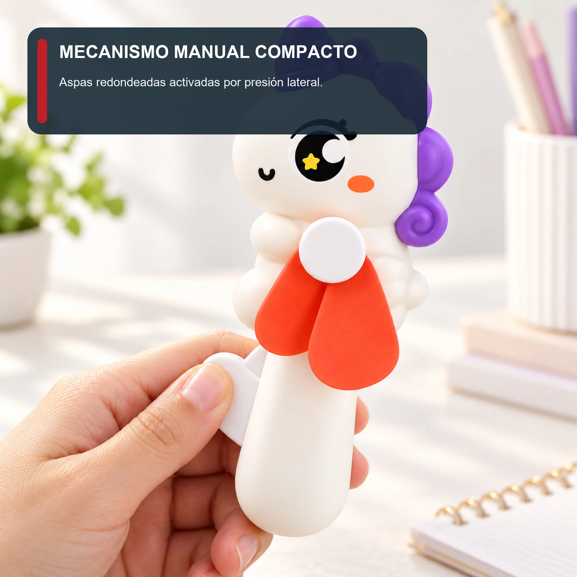 Mini Ventilador Manual Unicornio, 15 × 6,5 cm, Color Surtido